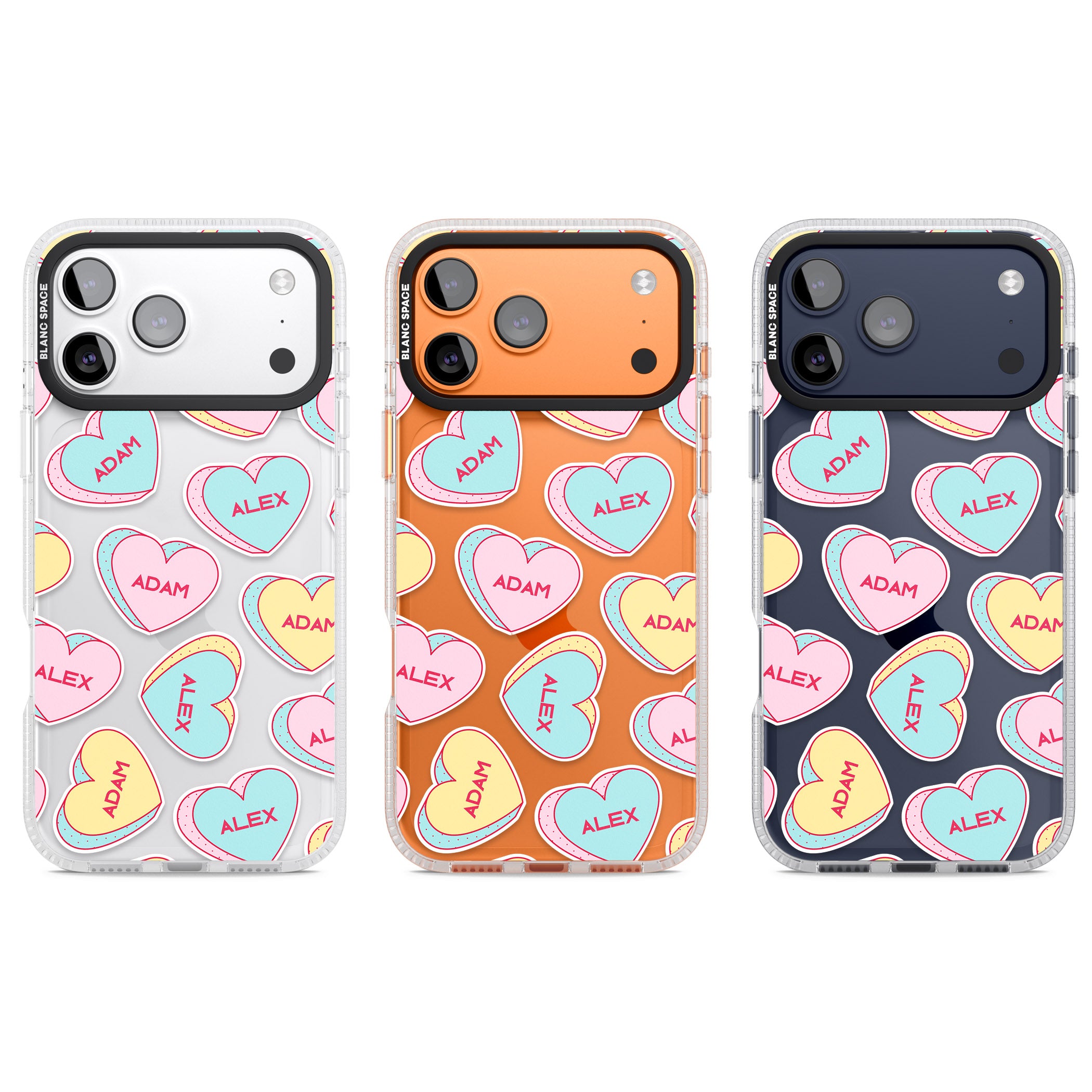 Personalised Love Hearts iPhone 17 Pro Impact Air Clear Phone Case APT Impact Protection