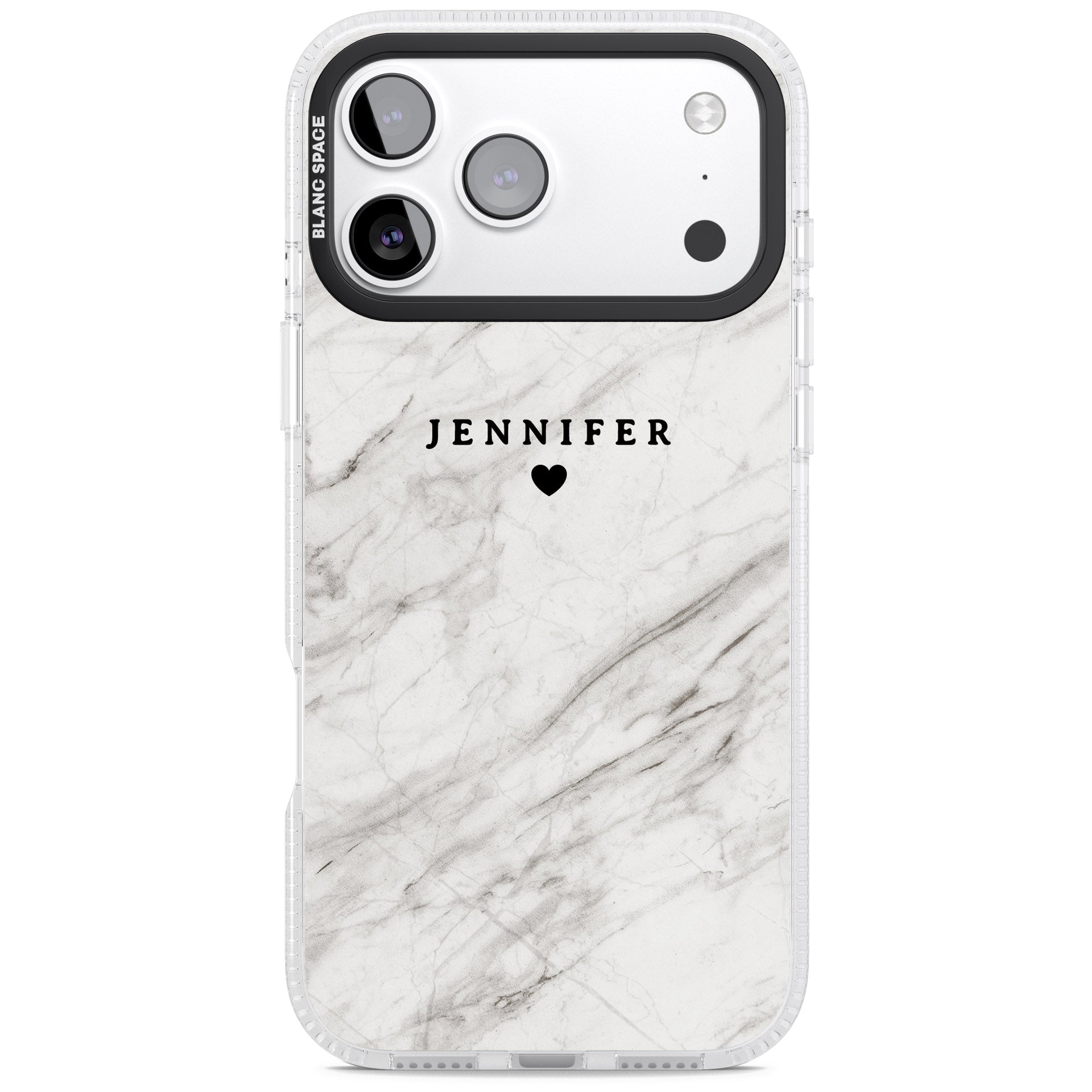 Personalised Light Grey Marble iPhone 17 Pro Impact Air Clear Phone Case