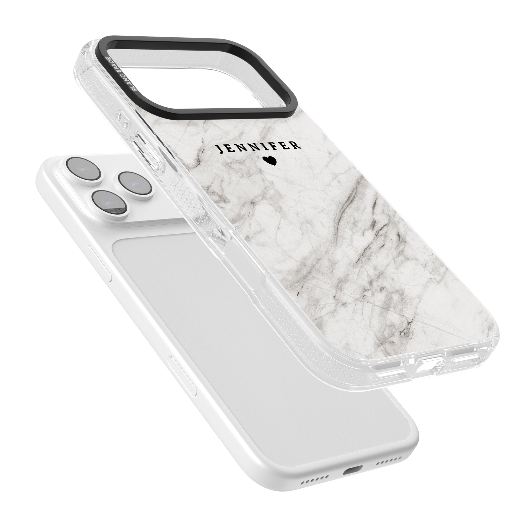 Personalised Light Grey Marble iPhone 17 Pro Max Impact Air Clear Phone Case Colours