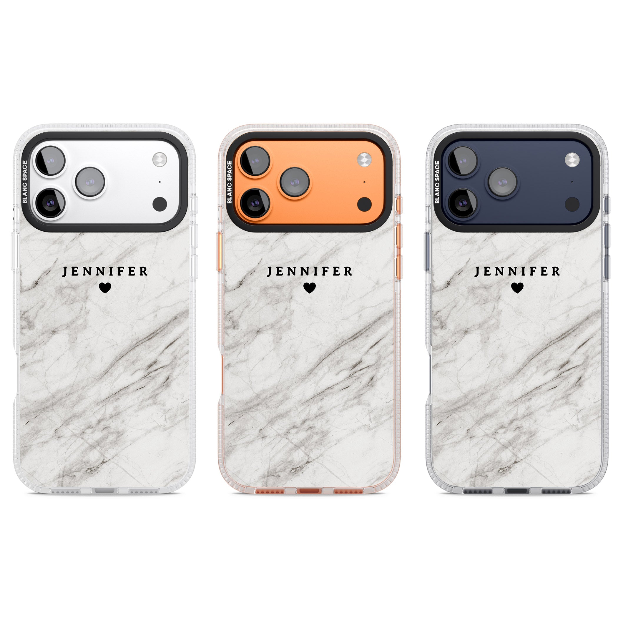Personalised Light Grey Marble iPhone 17 Pro Impact Air Clear Phone Case APT Impact Protection