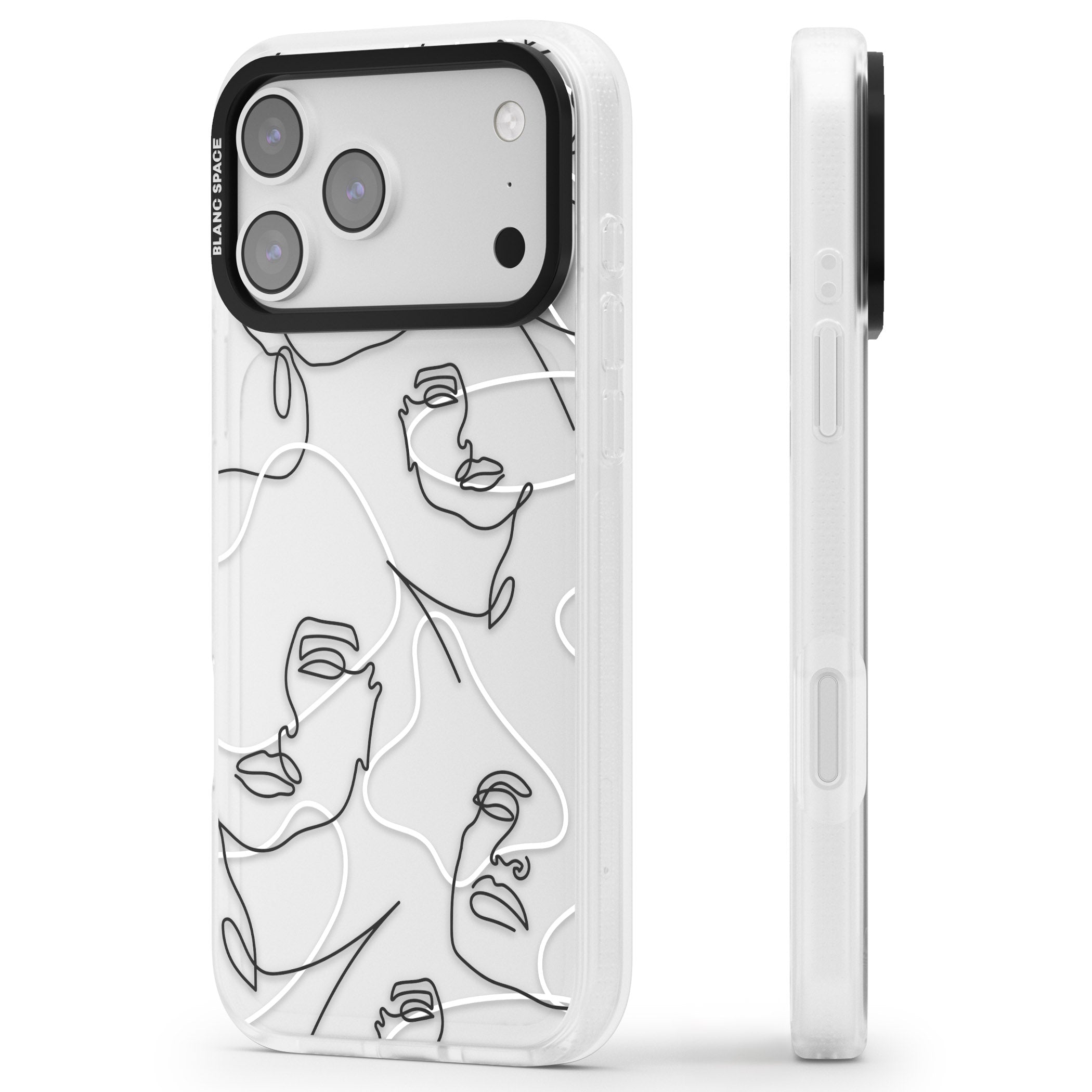 Personalised Abstract Faces iPhone 17 Pro Max Impact Air Clear Phone Case Side Profile