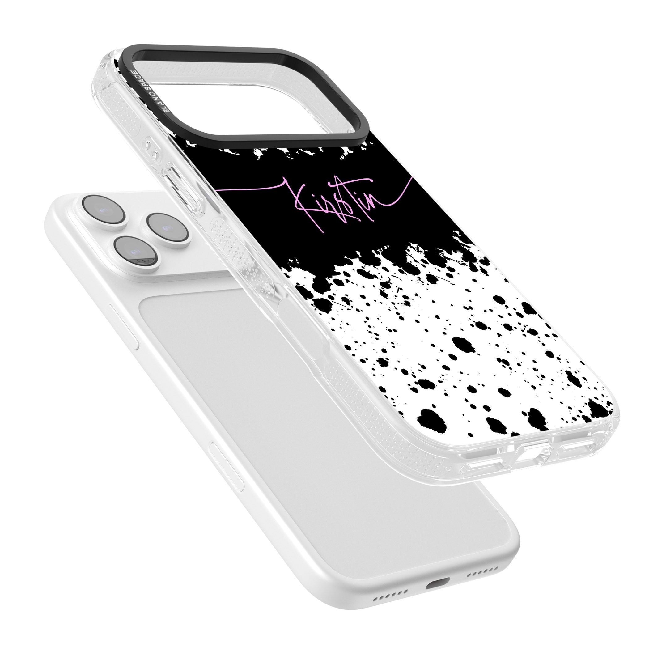 Personalised Bold Paint Splatters iPhone 17 Pro Impact Air Clear Phone Case Colours