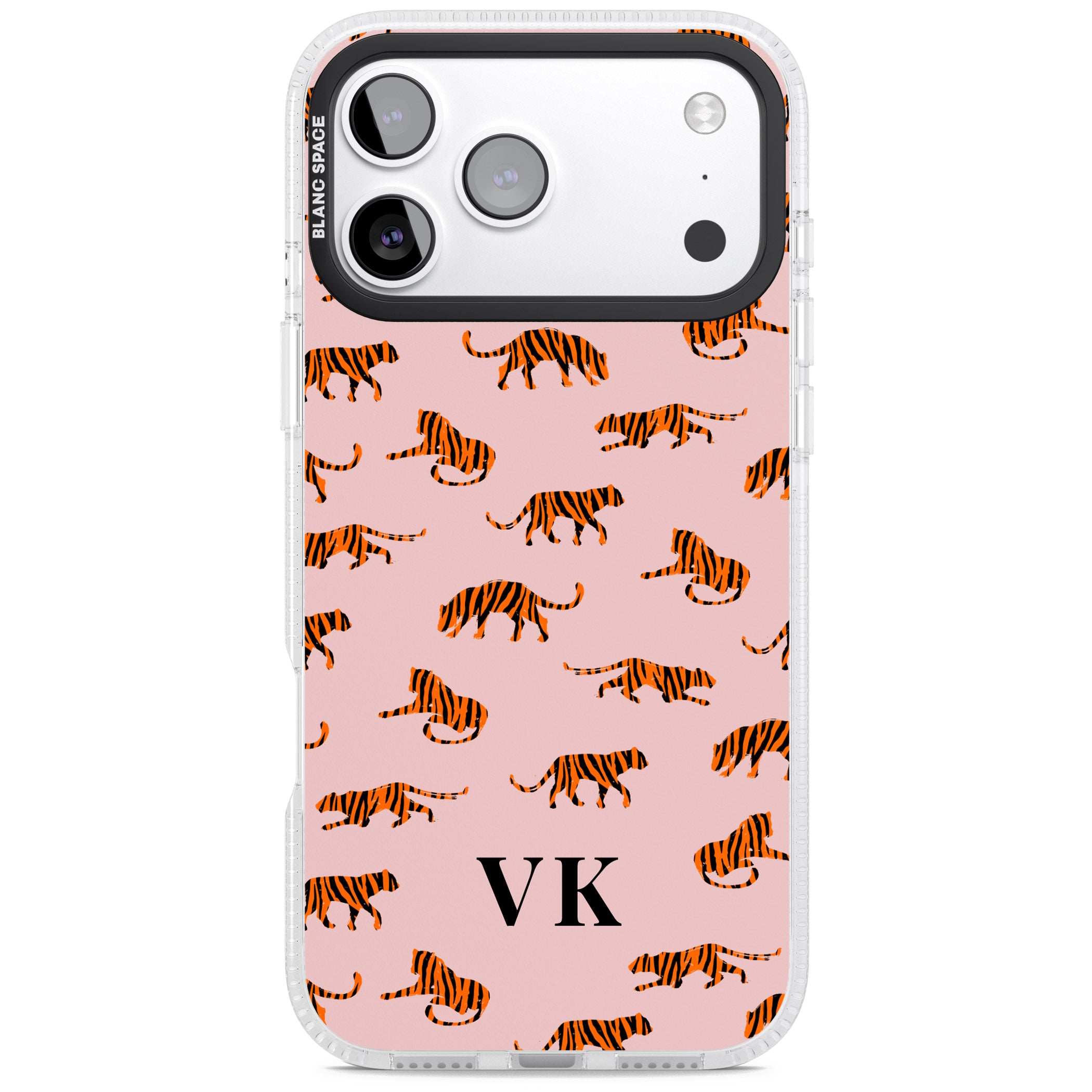 Personalised Pink Safari Tiger Pattern iPhone 17 Pro Max Impact Air Clear Phone Case