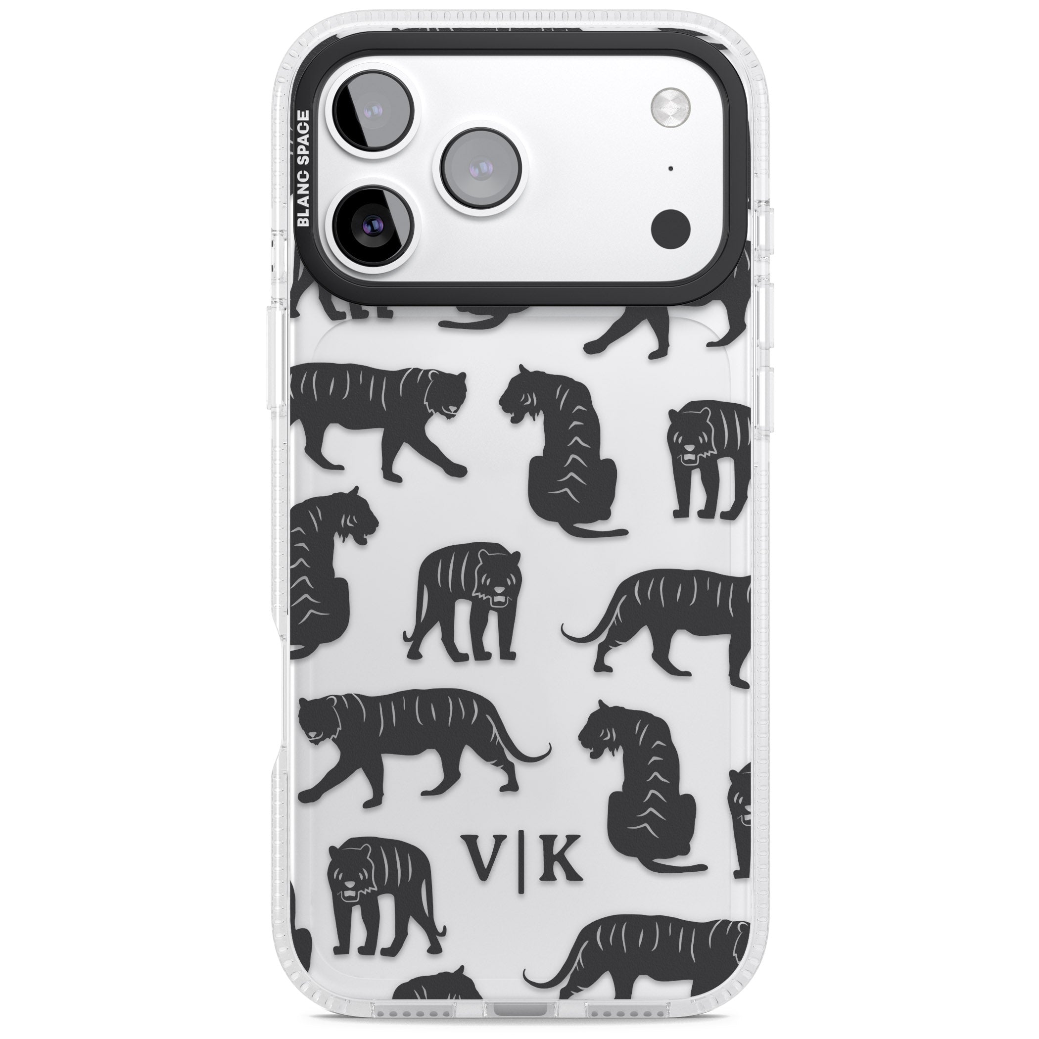 Personalised Tiger Silhouettes iPhone 17 Pro Impact Air Clear Phone Case