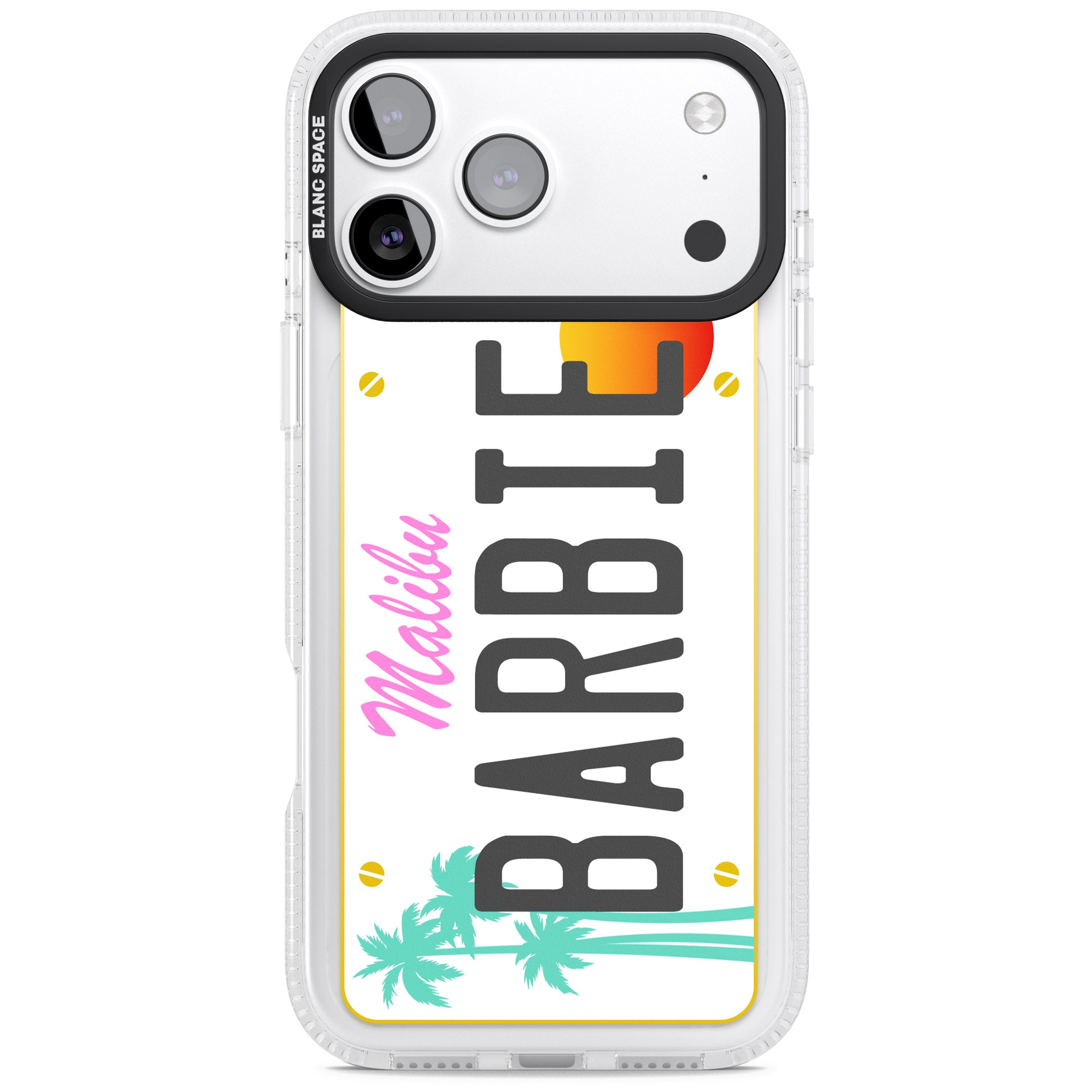 Personalised Malibu License Plate iPhone 17 Pro Max Impact Air Clear Phone Case