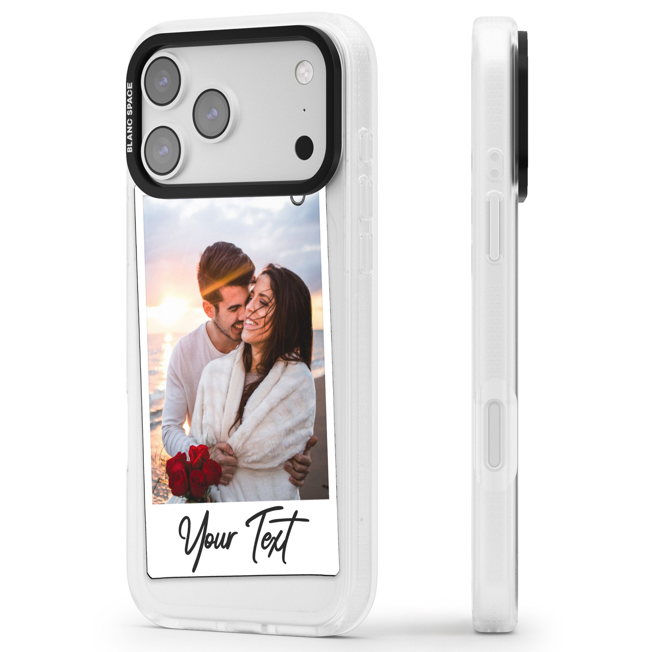 Personalised Instant Camera Photo iPhone 17 Pro Max Impact Air Clear Phone Case Side Profile