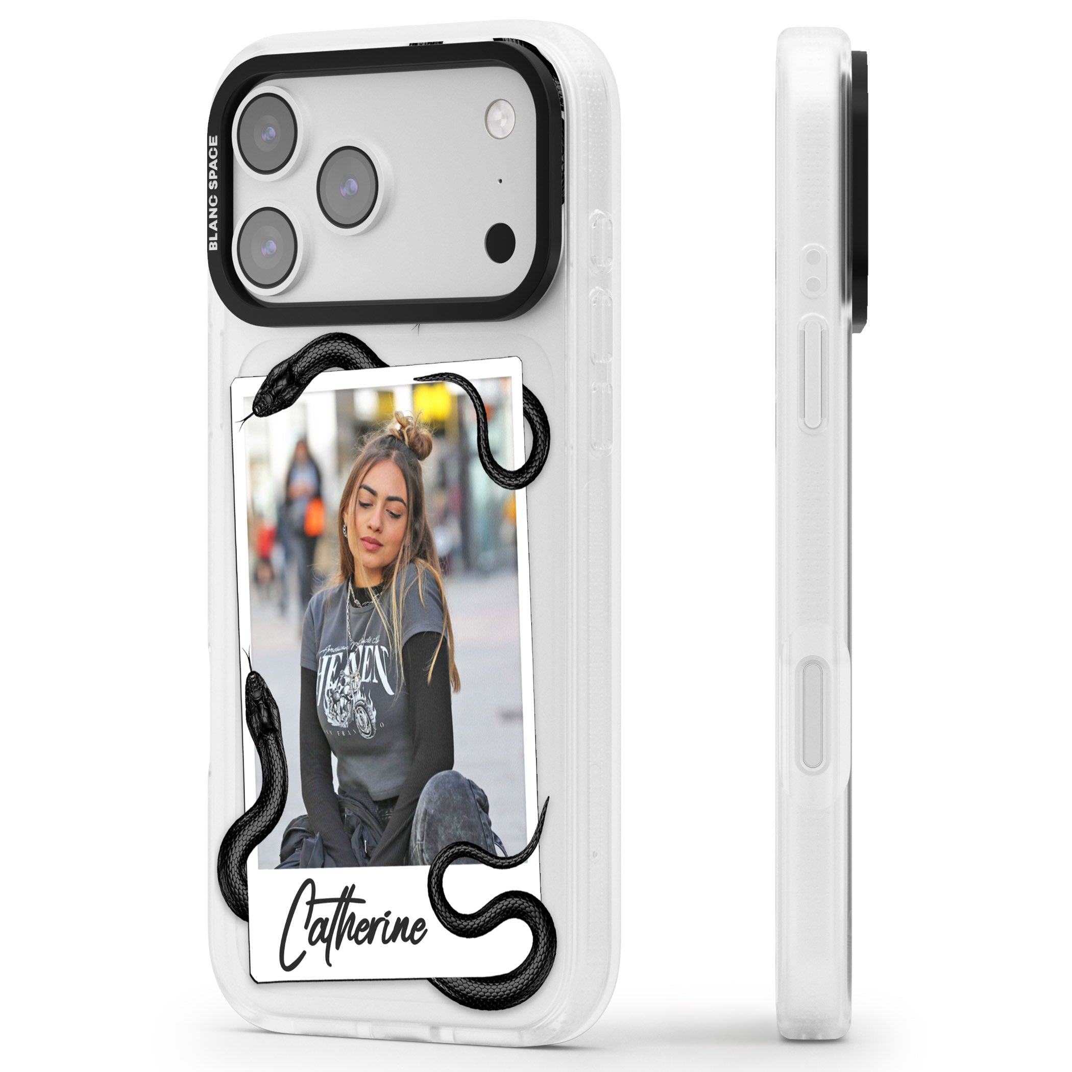 Personalised Snake Instant Photo iPhone 17 Pro Impact Air Clear Phone Case Side Profile