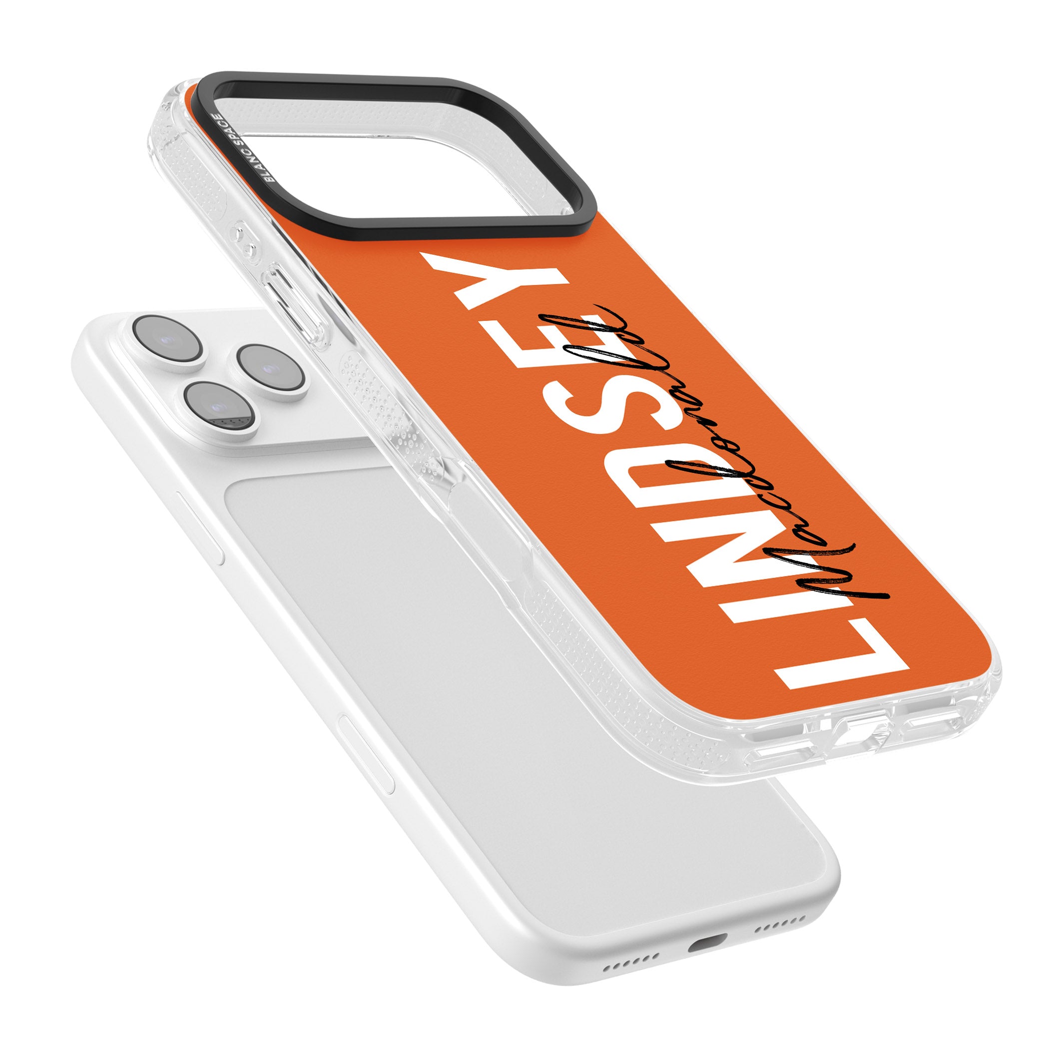 Personalised Bold Name: Orange iPhone 17 Pro Max Impact Air Clear Phone Case Colours