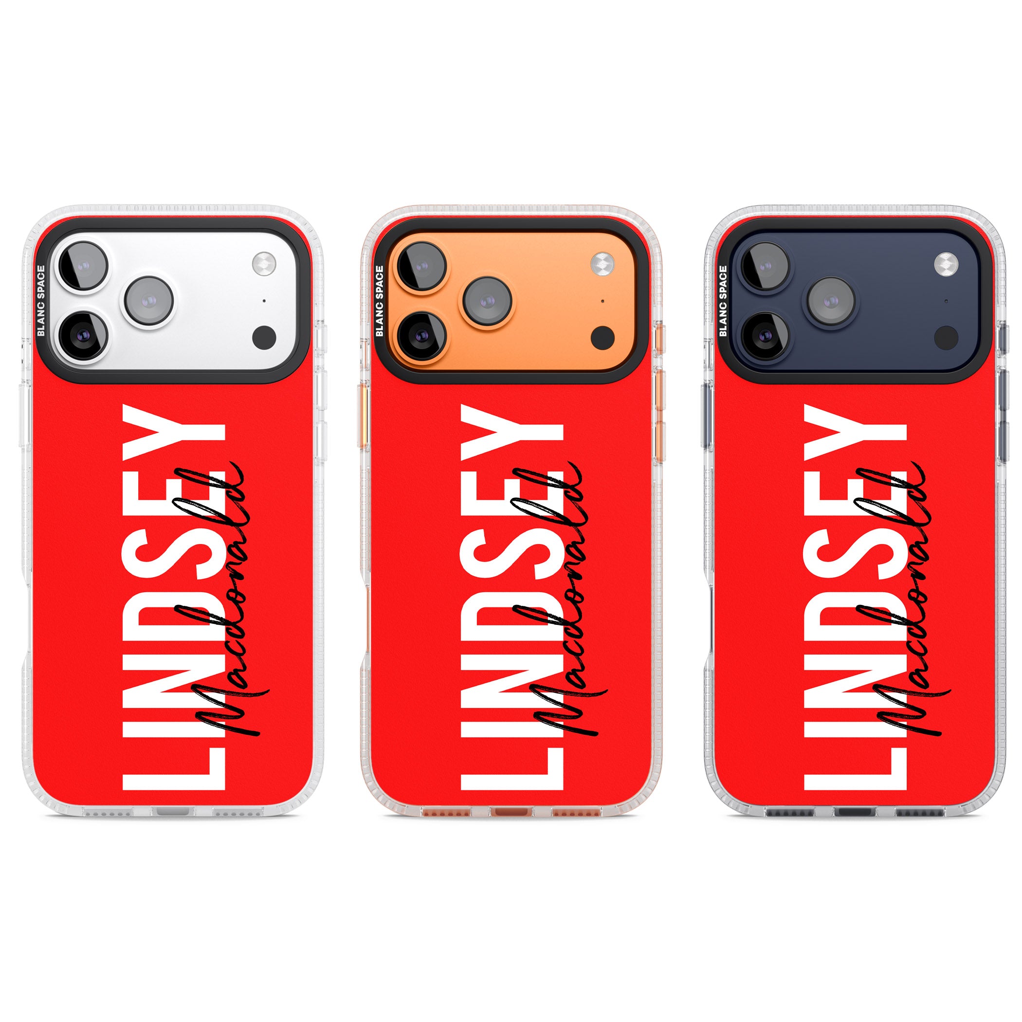 Personalised Bold Name: Red iPhone 17 Pro Impact Air Clear Phone Case APT Impact Protection