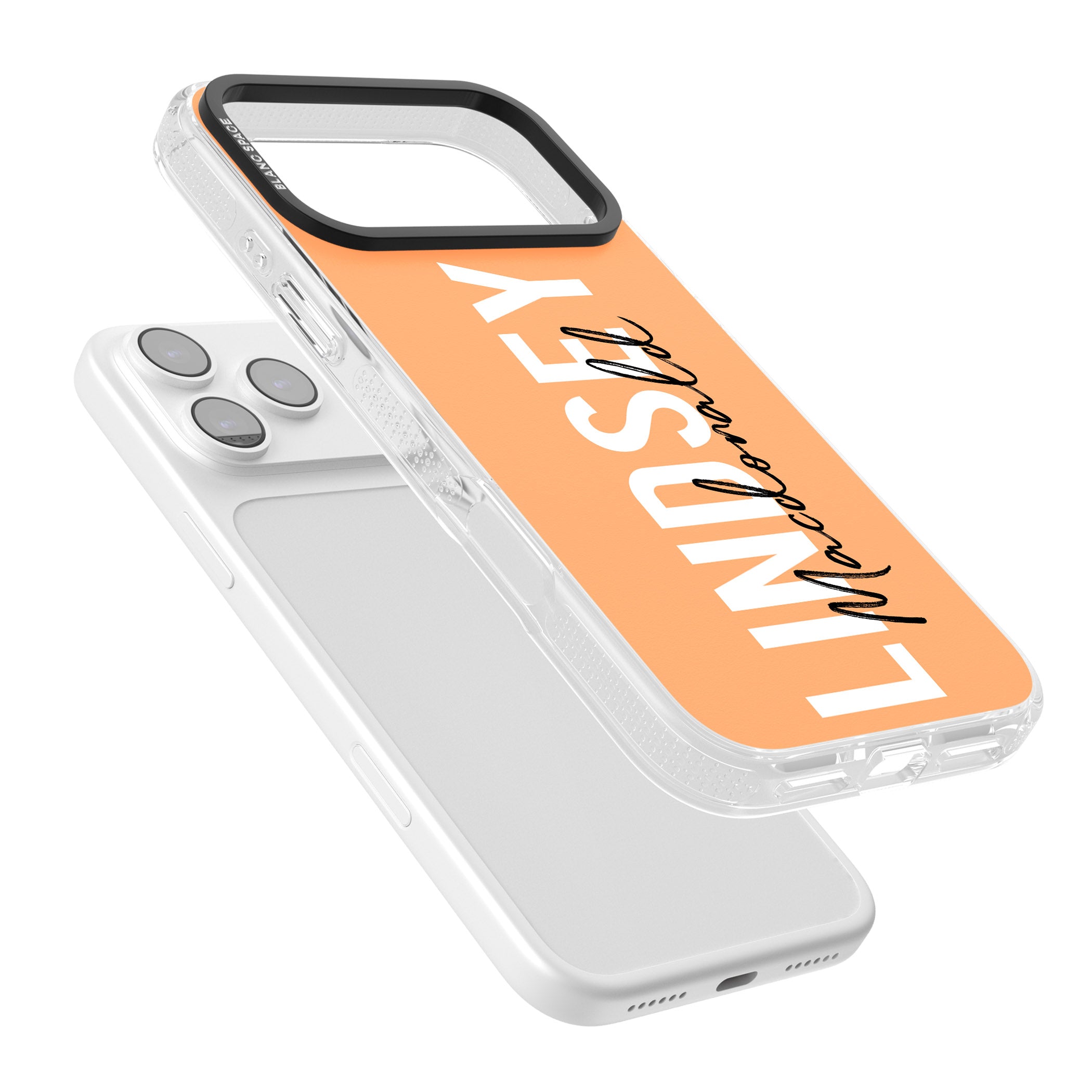 Personalised Bold Name: Peach iPhone 17 Pro Impact Air Clear Phone Case Colours