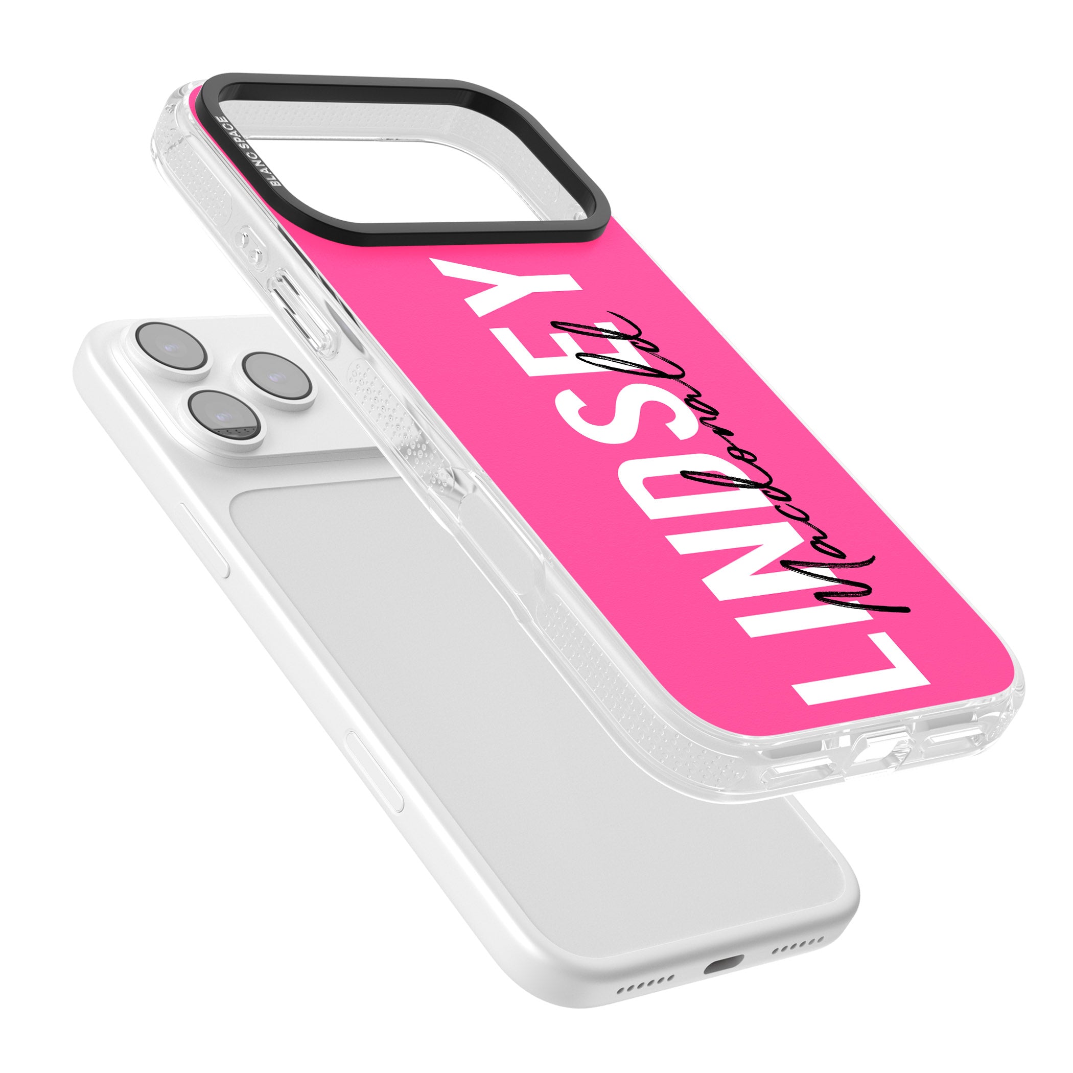 Personalised Bold Name: Pink iPhone 17 Pro Max Impact Air Clear Phone Case Colours