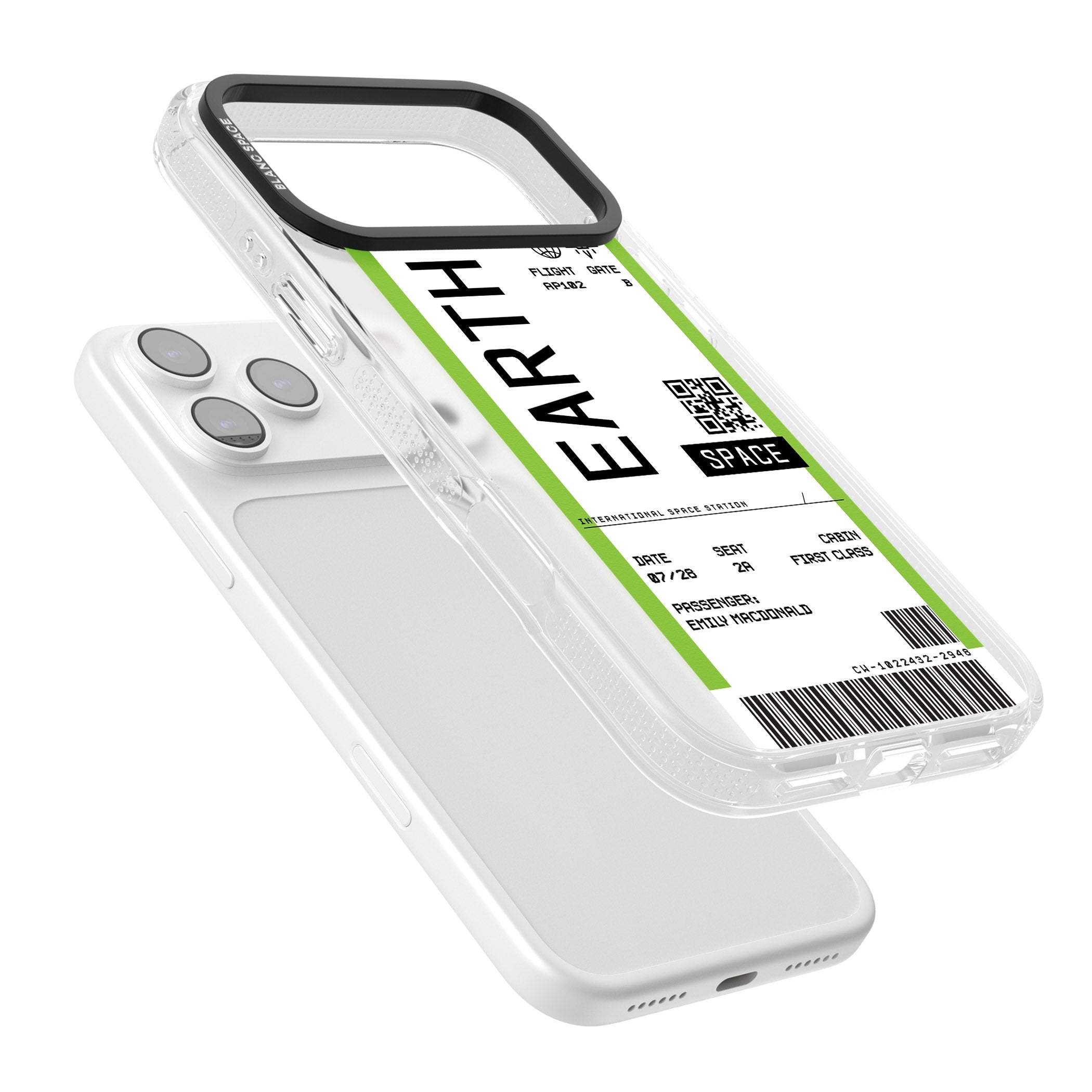 Personalised Earth Travel Ticket iPhone 17 Pro Impact Air Clear Phone Case Colours