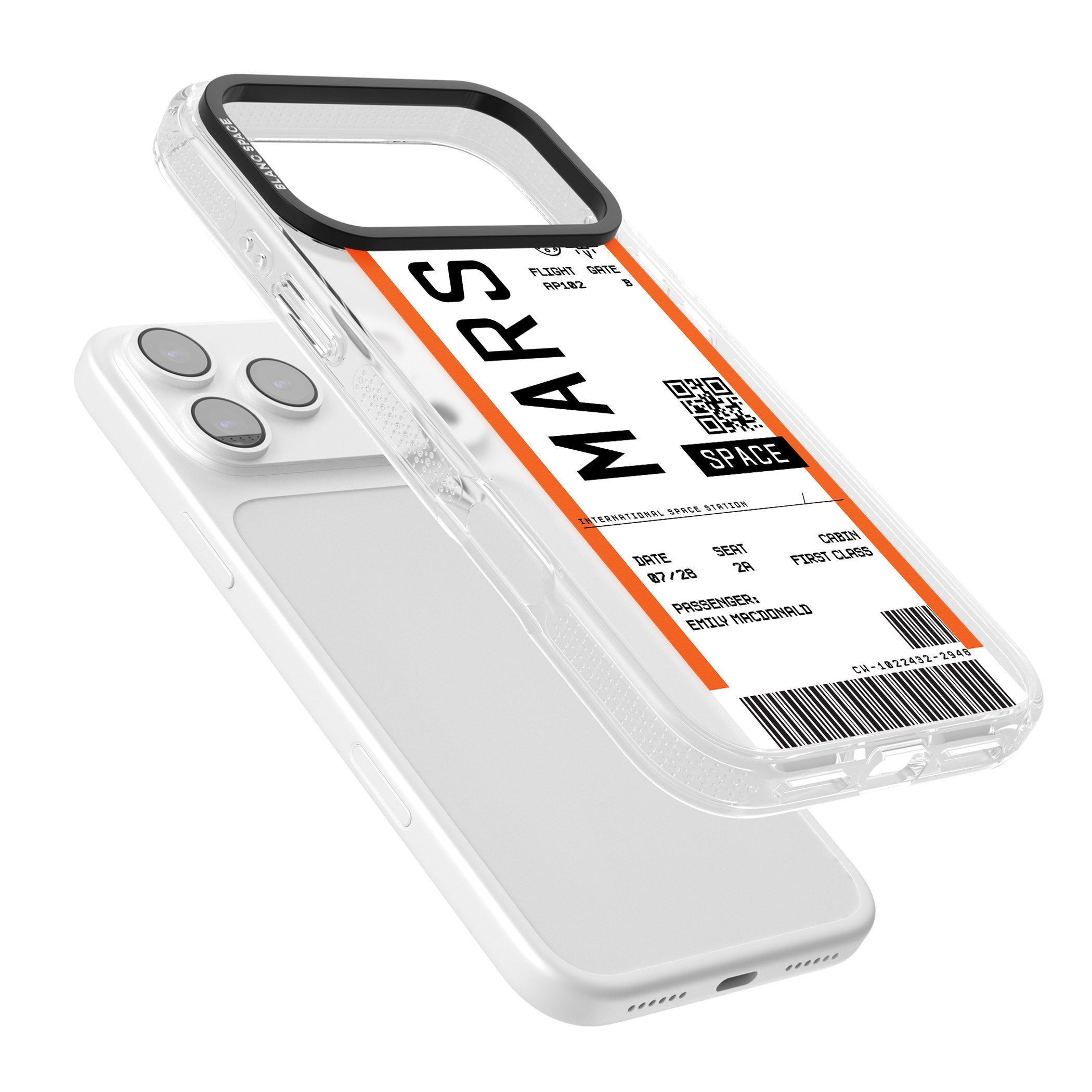 Personalised Mars Travel Ticket iPhone 17 Pro Max Impact Air Clear Phone Case Colours