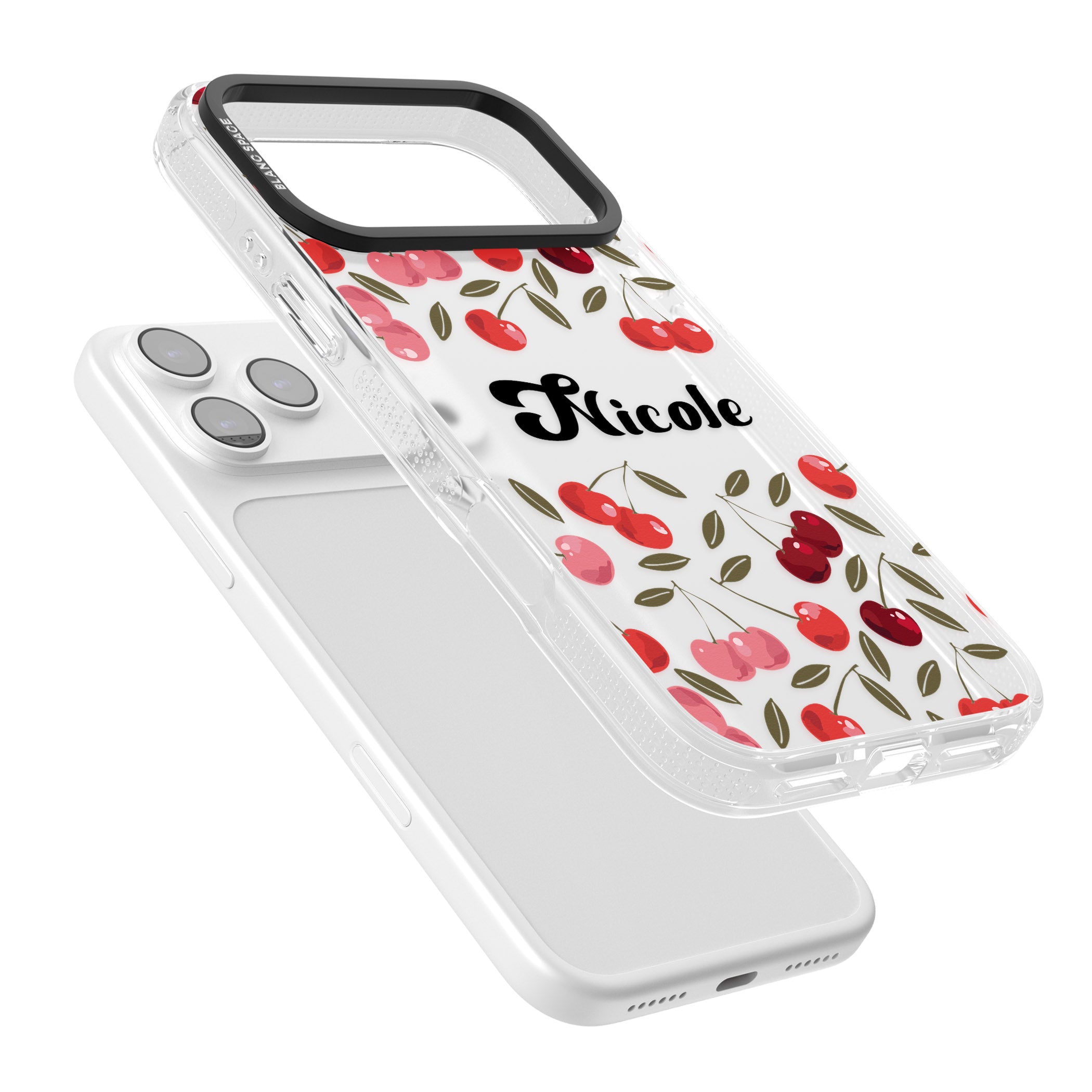 Personalised Cherry Pattern iPhone 17 Pro Max Impact Air Clear Phone Case Colours