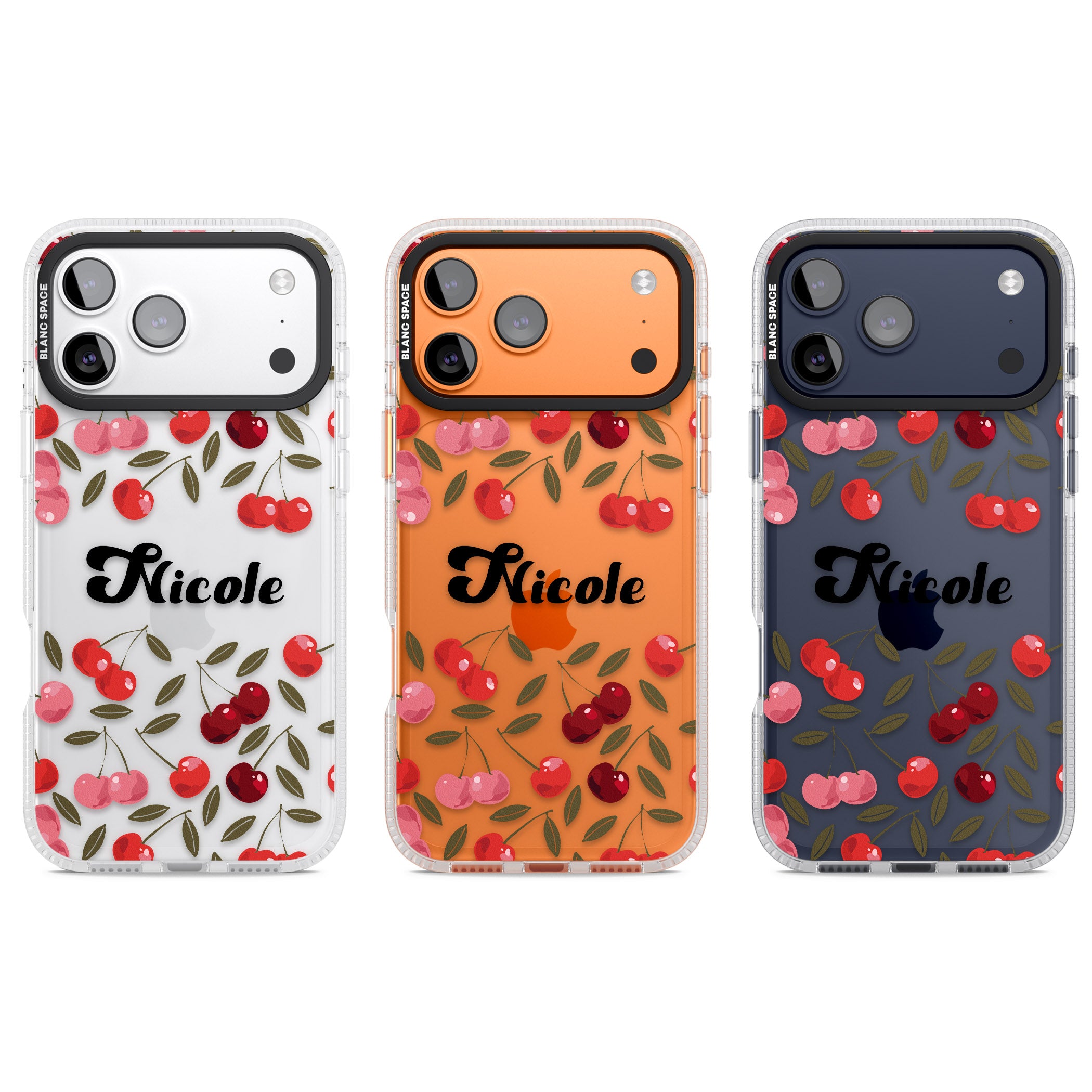 Personalised Cherry Pattern iPhone 17 Pro Impact Air Clear Phone Case APT Impact Protection