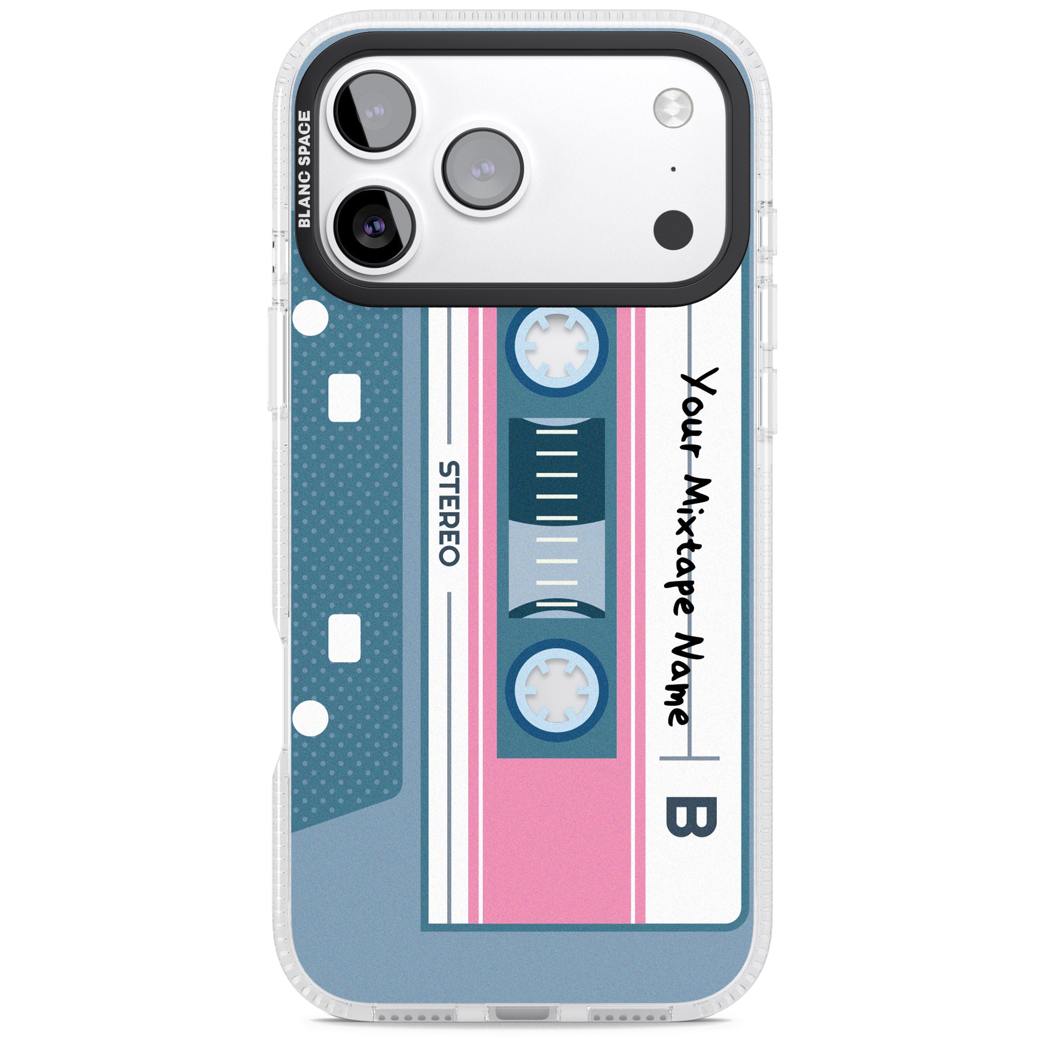Personalised Retro Cassette Mixtape iPhone 17 Pro Impact Air Clear Phone Case
