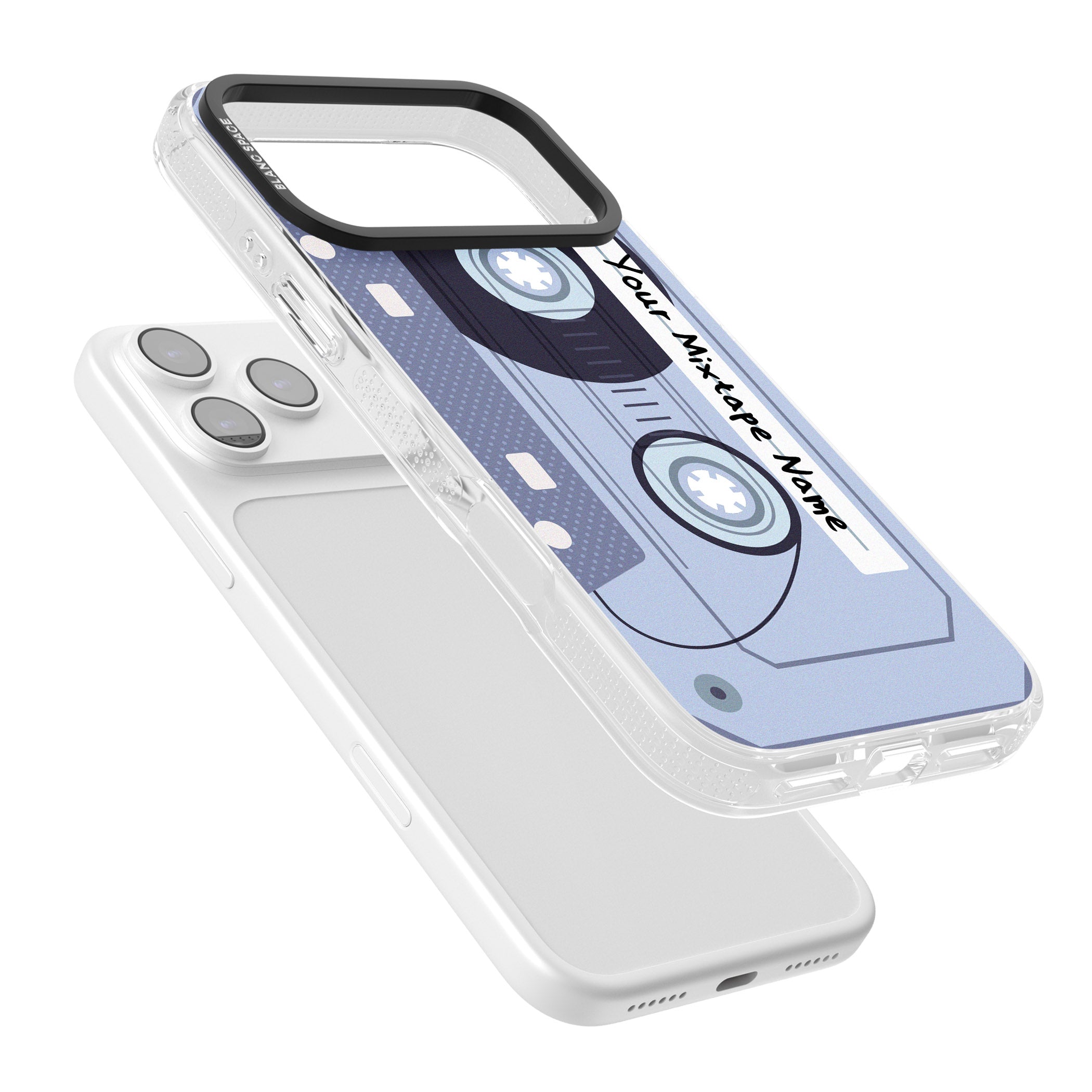 Personalised Retro Mixtape Industrial iPhone 17 Pro Max Impact Air Clear Phone Case Colours