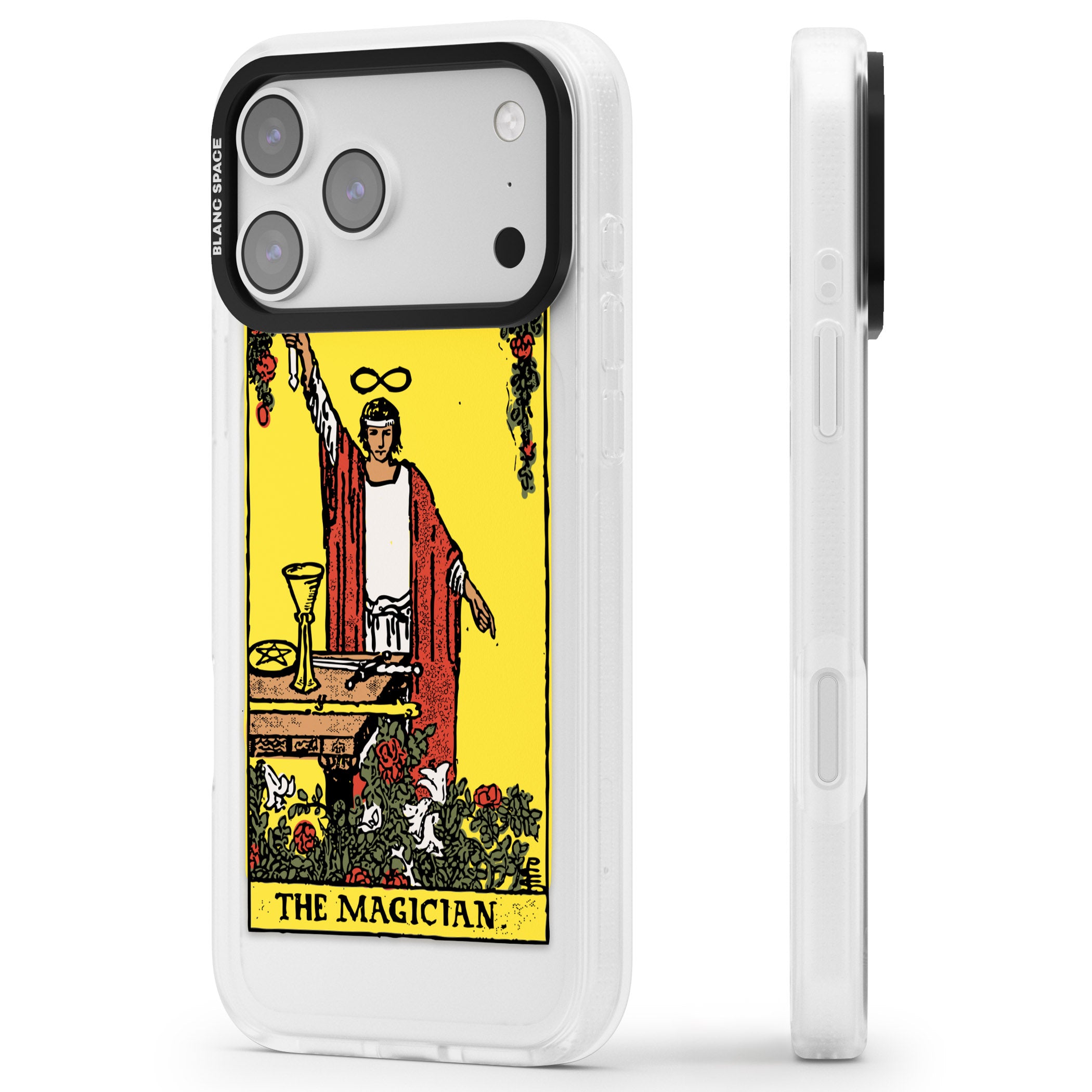 Personalised The Magician Tarot Card (Color) iPhone 17 Pro Impact Air Clear Phone Case Side Profile
