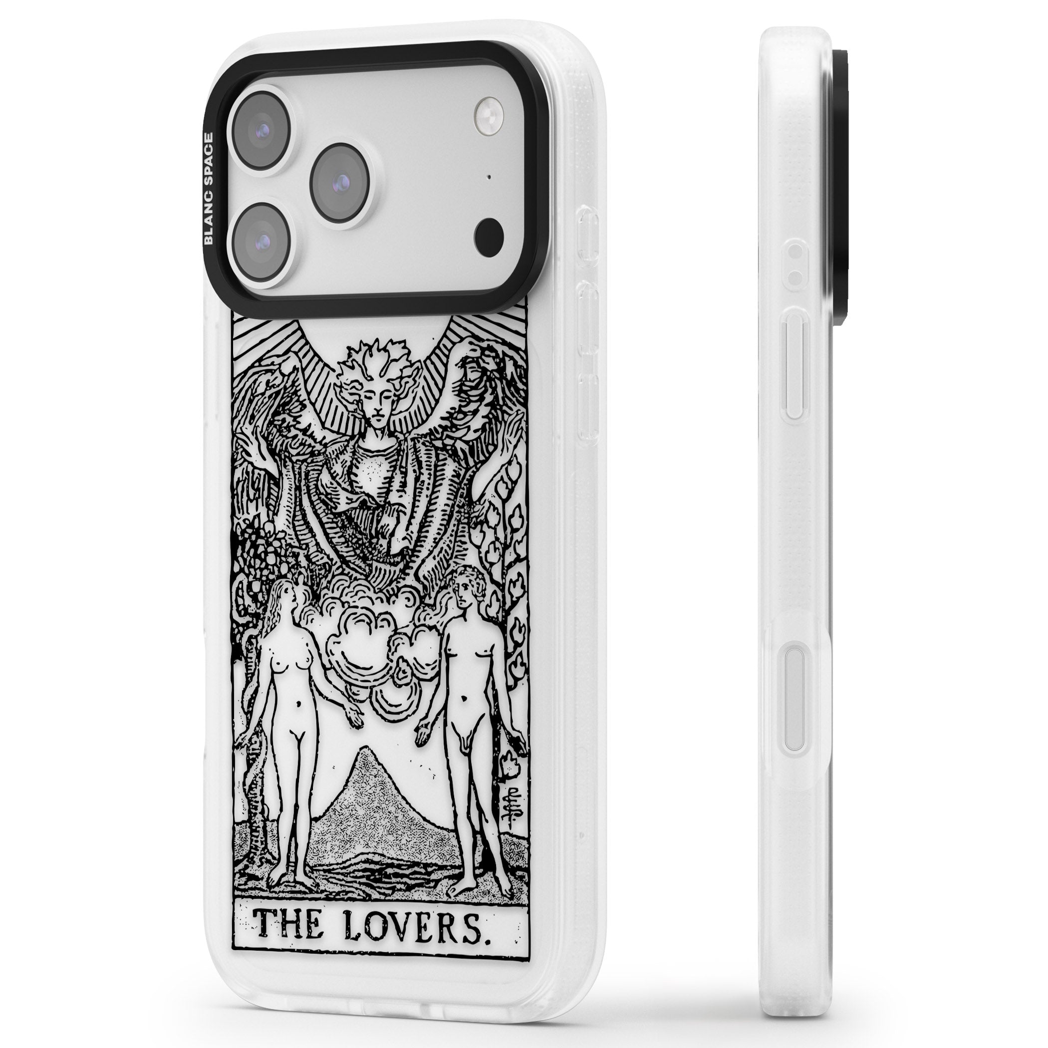 Personalised The Lovers Tarot Card (Clear) iPhone 17 Pro Impact Air Clear Phone Case Side Profile
