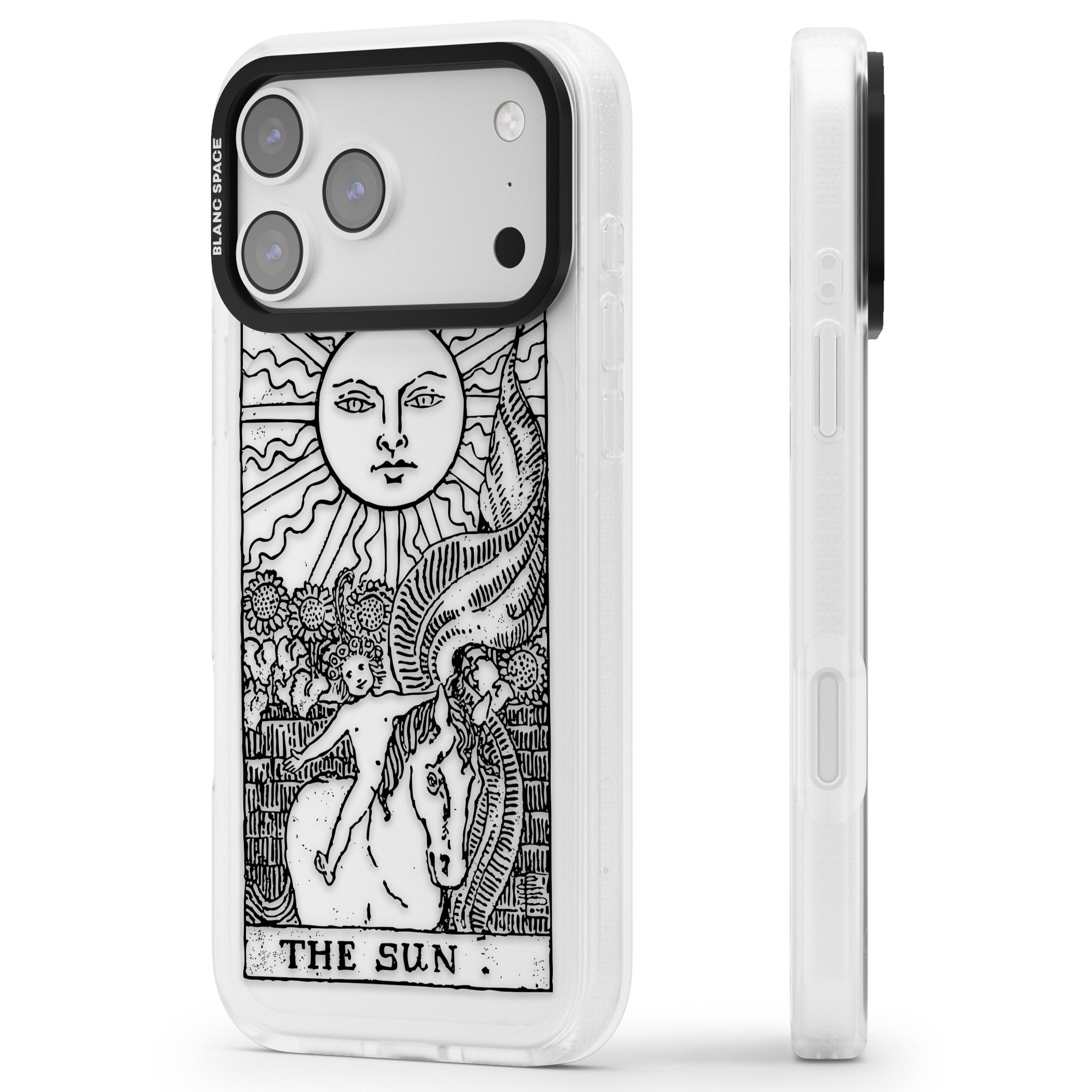 Personalised The Sun Tarot Card (Clear) iPhone 17 Pro Impact Air Clear Phone Case Side Profile
