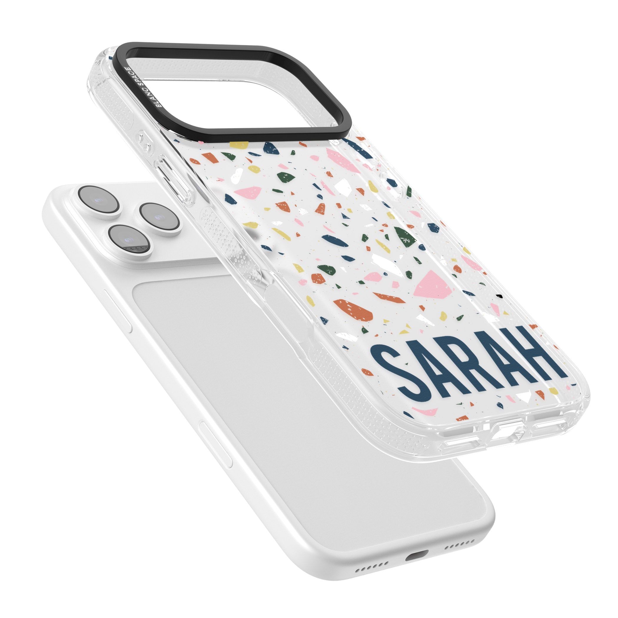Personalised Terrazzo iPhone 17 Pro Max Impact Air Clear Phone Case Colours