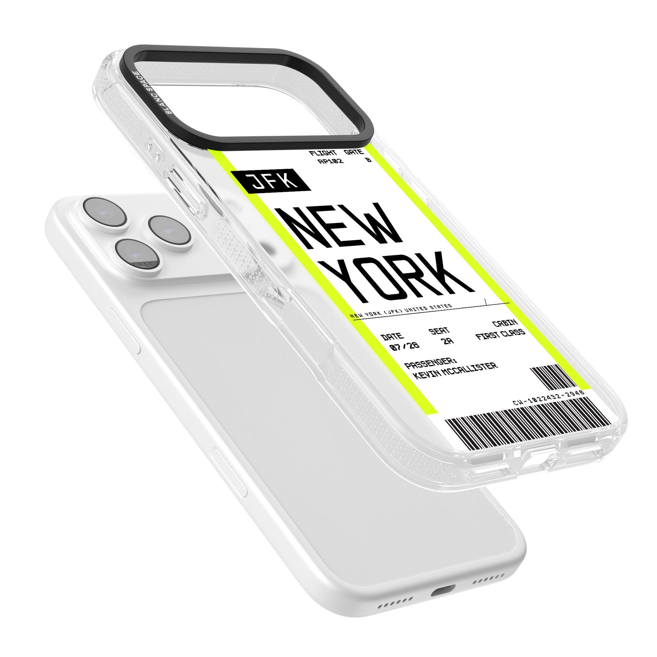 Personalised New York Boarding Pass iPhone 17 Pro Max Impact Air Clear Phone Case Colours
