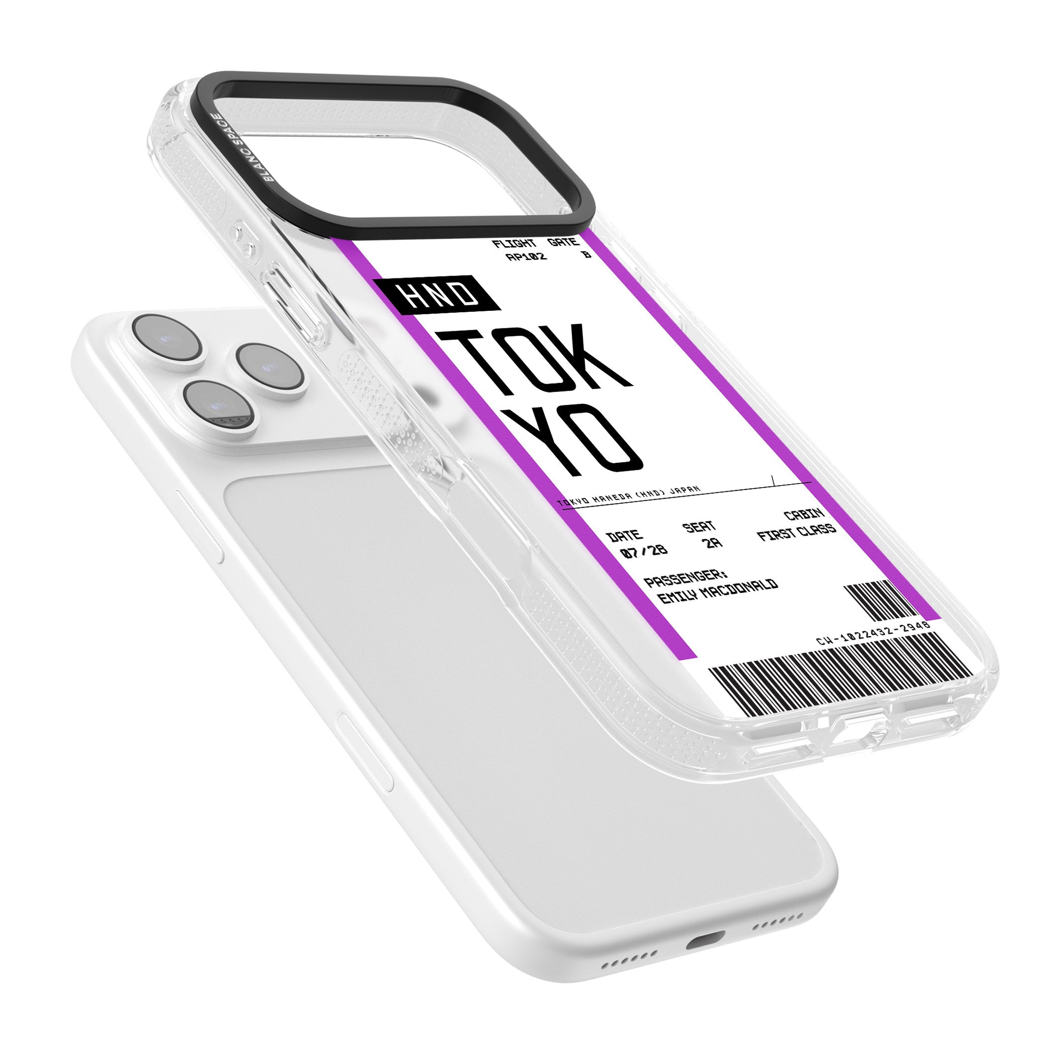 Personalised Tokyo Boarding Pass iPhone 17 Pro Max Impact Air Clear Phone Case Colours