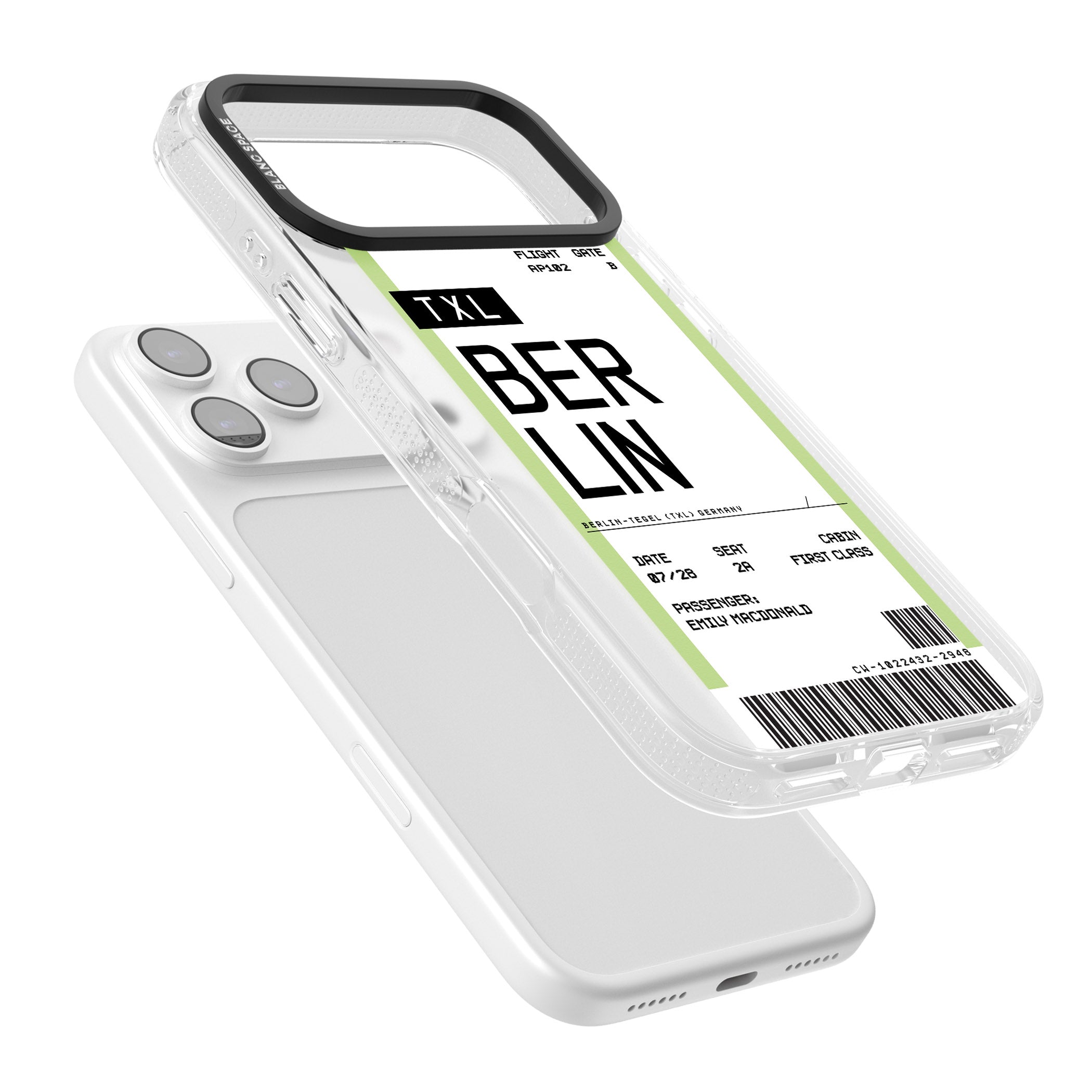 Personalised Berlin Boarding Pass iPhone 17 Pro Max Impact Air Clear Phone Case Colours