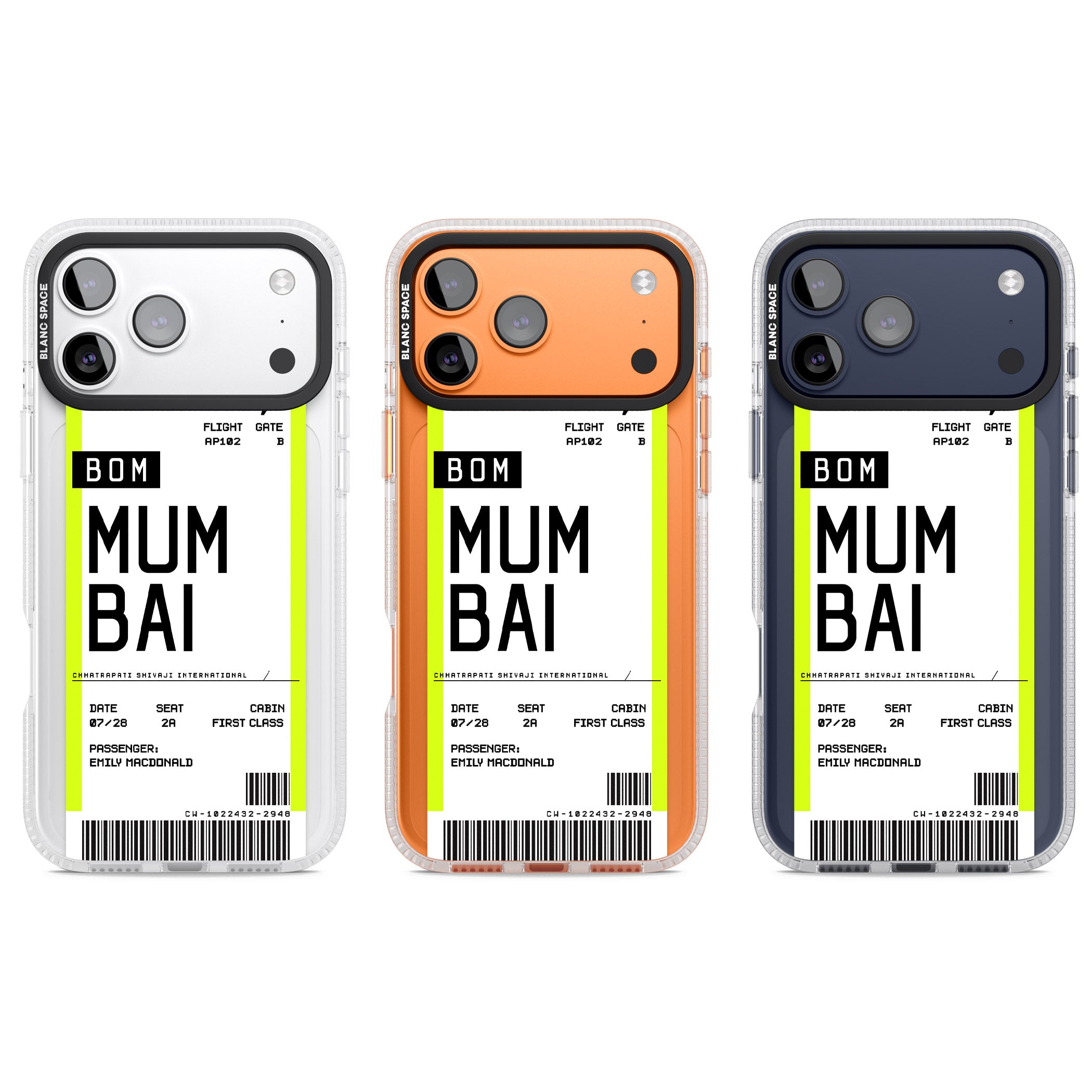 Personalised Mumbai Boarding Pass iPhone 17 Pro Impact Air Clear Phone Case APT Impact Protection