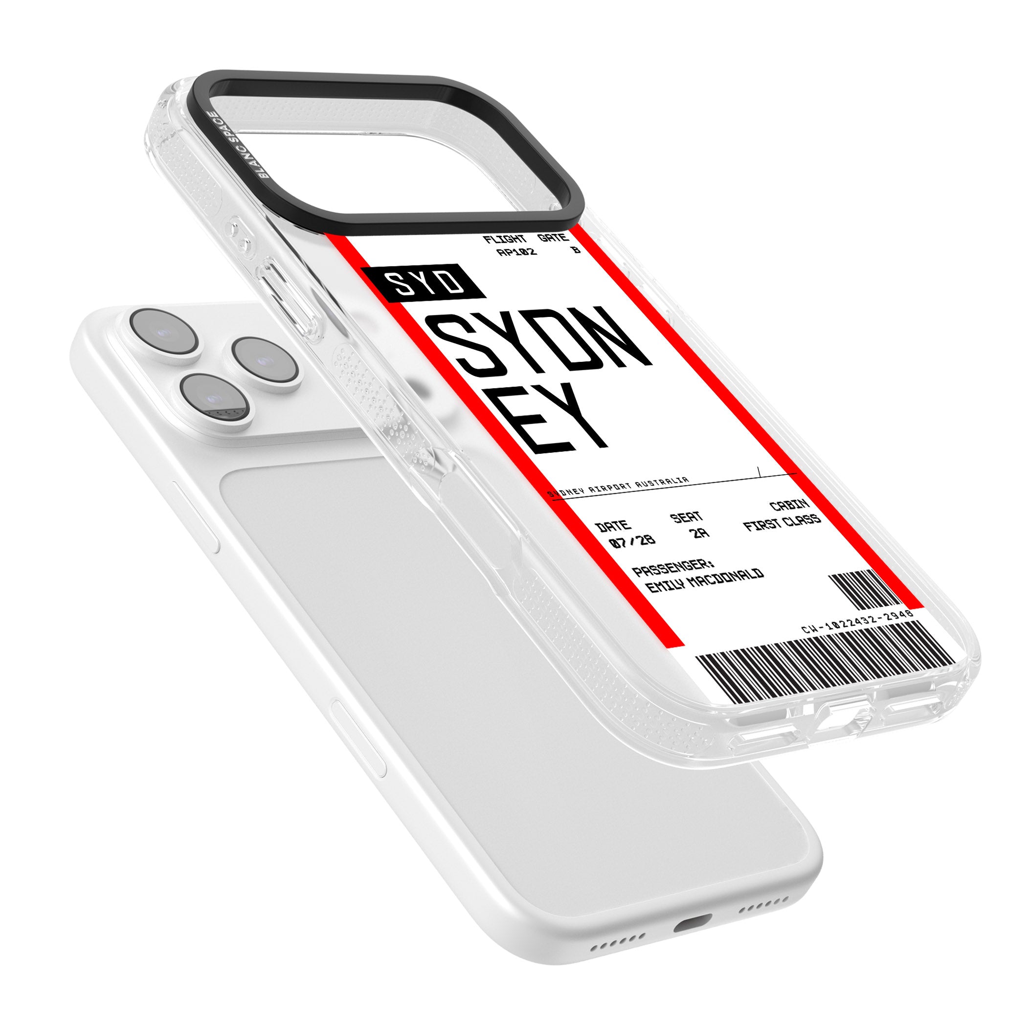 Personalised Sydney Boarding Pass iPhone 17 Pro Max Impact Air Clear Phone Case Colours