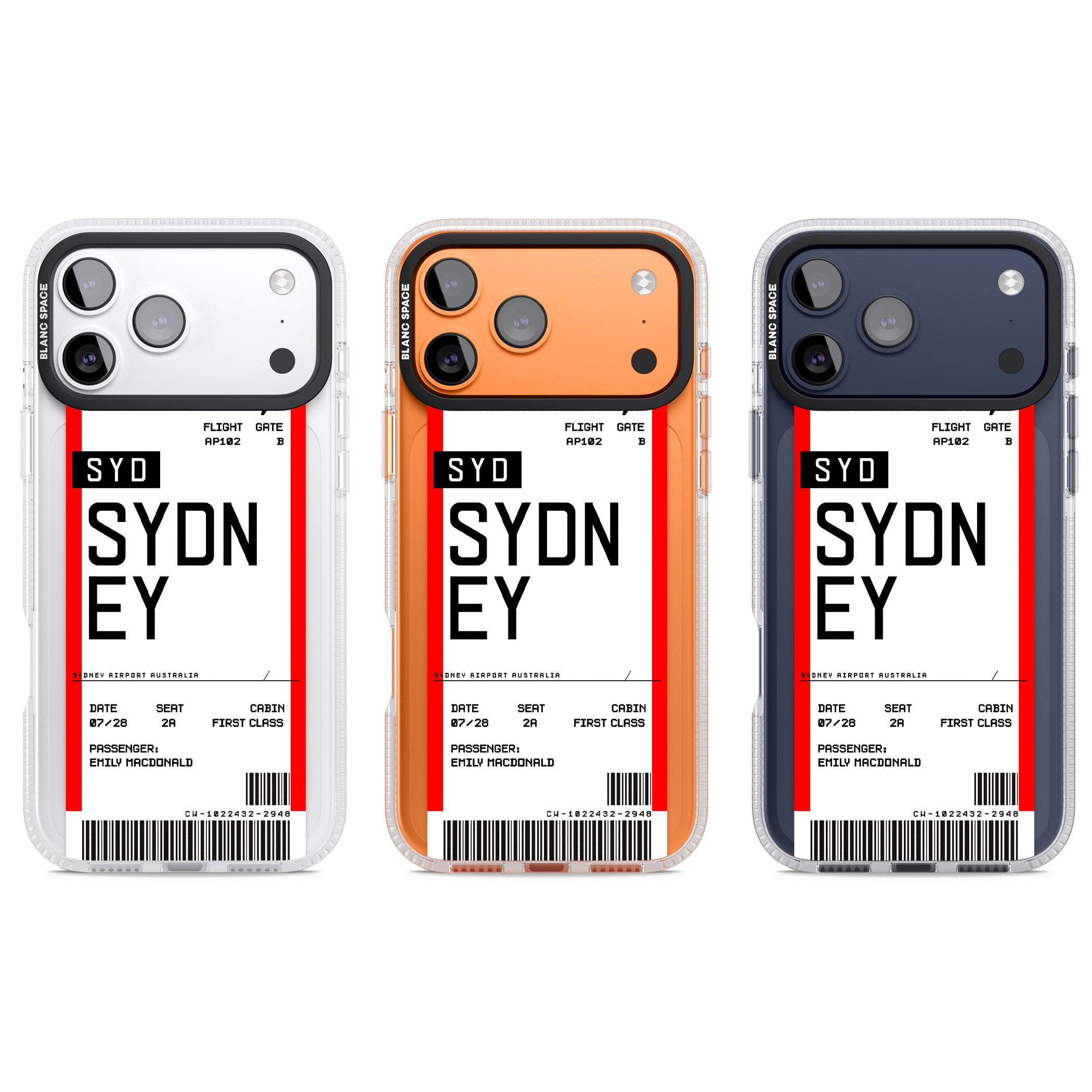 Personalised Sydney Boarding Pass iPhone 17 Pro Impact Air Clear Phone Case APT Impact Protection