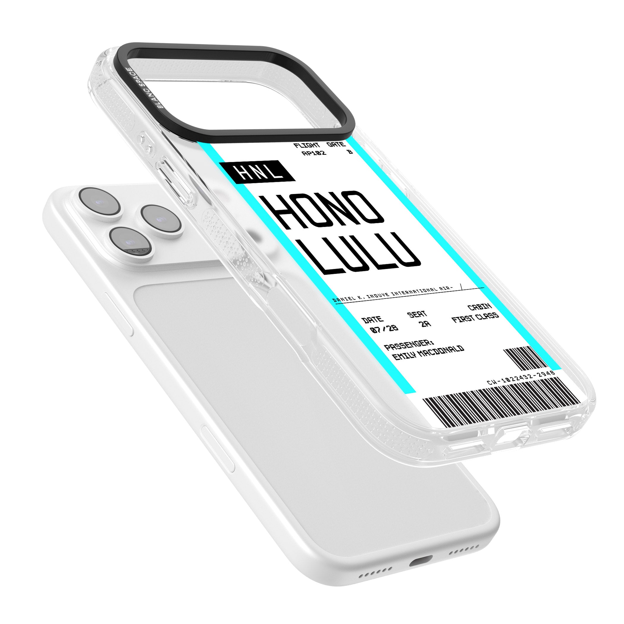 Personalised Honolulu Boarding Pass iPhone 17 Pro Impact Air Clear Phone Case Colours