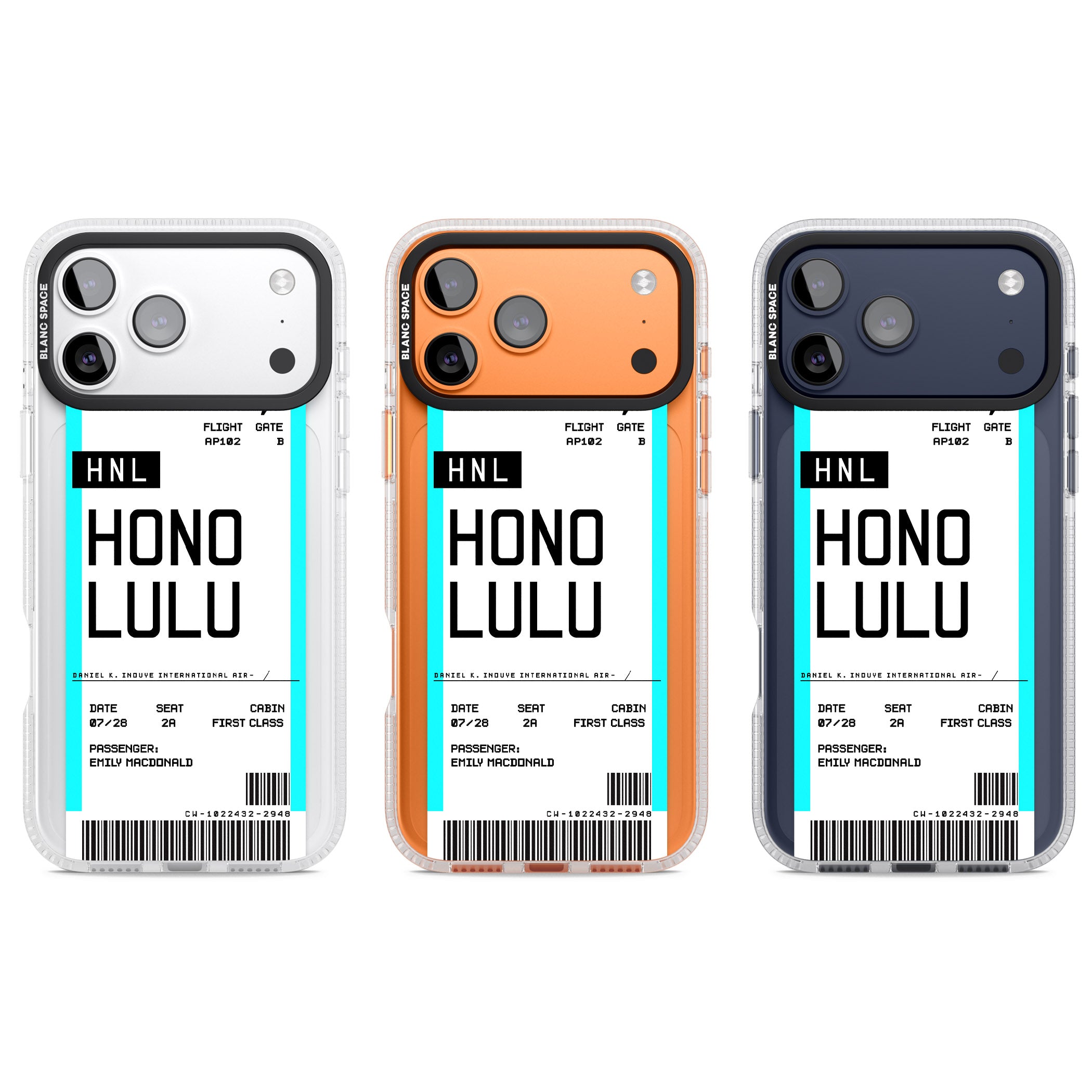 Personalised Honolulu Boarding Pass iPhone 17 Pro Impact Air Clear Phone Case APT Impact Protection