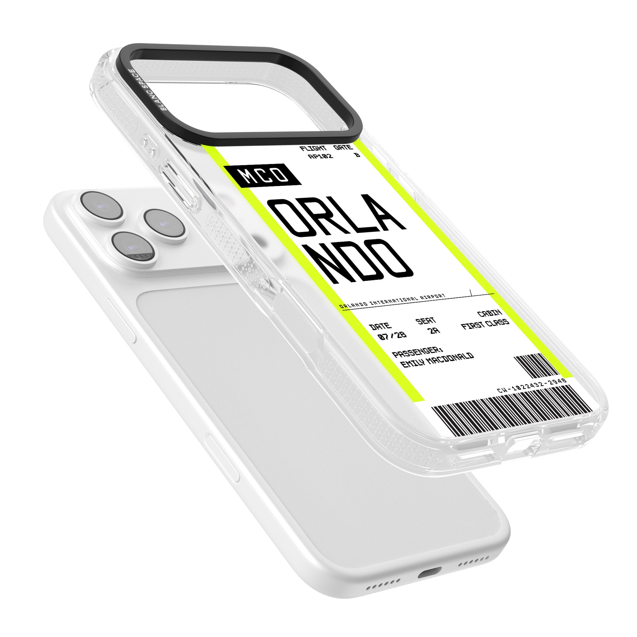 Personalised Orlando Boarding Pass iPhone 17 Pro Max Impact Air Clear Phone Case Colours