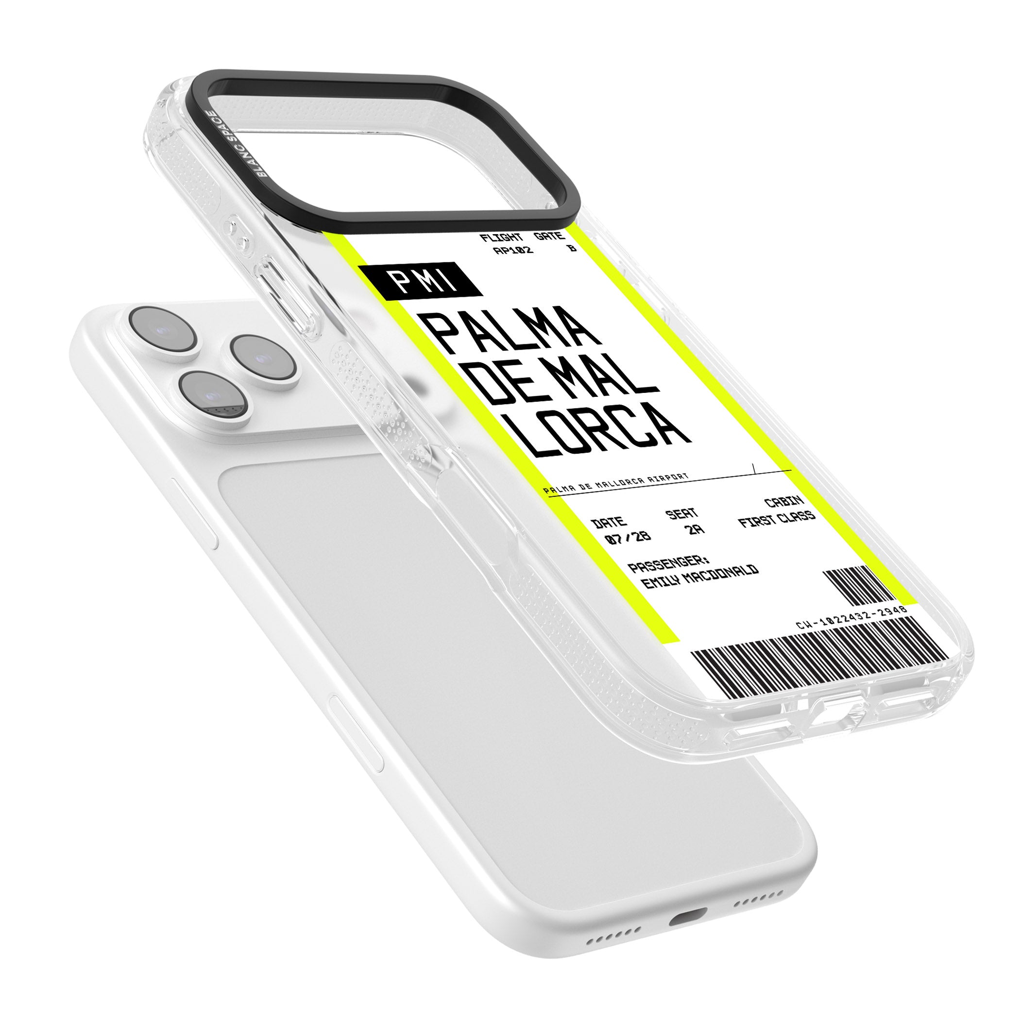 Personalised Palma De Mallorca Boarding Pass iPhone 17 Pro Impact Air Clear Phone Case Colours