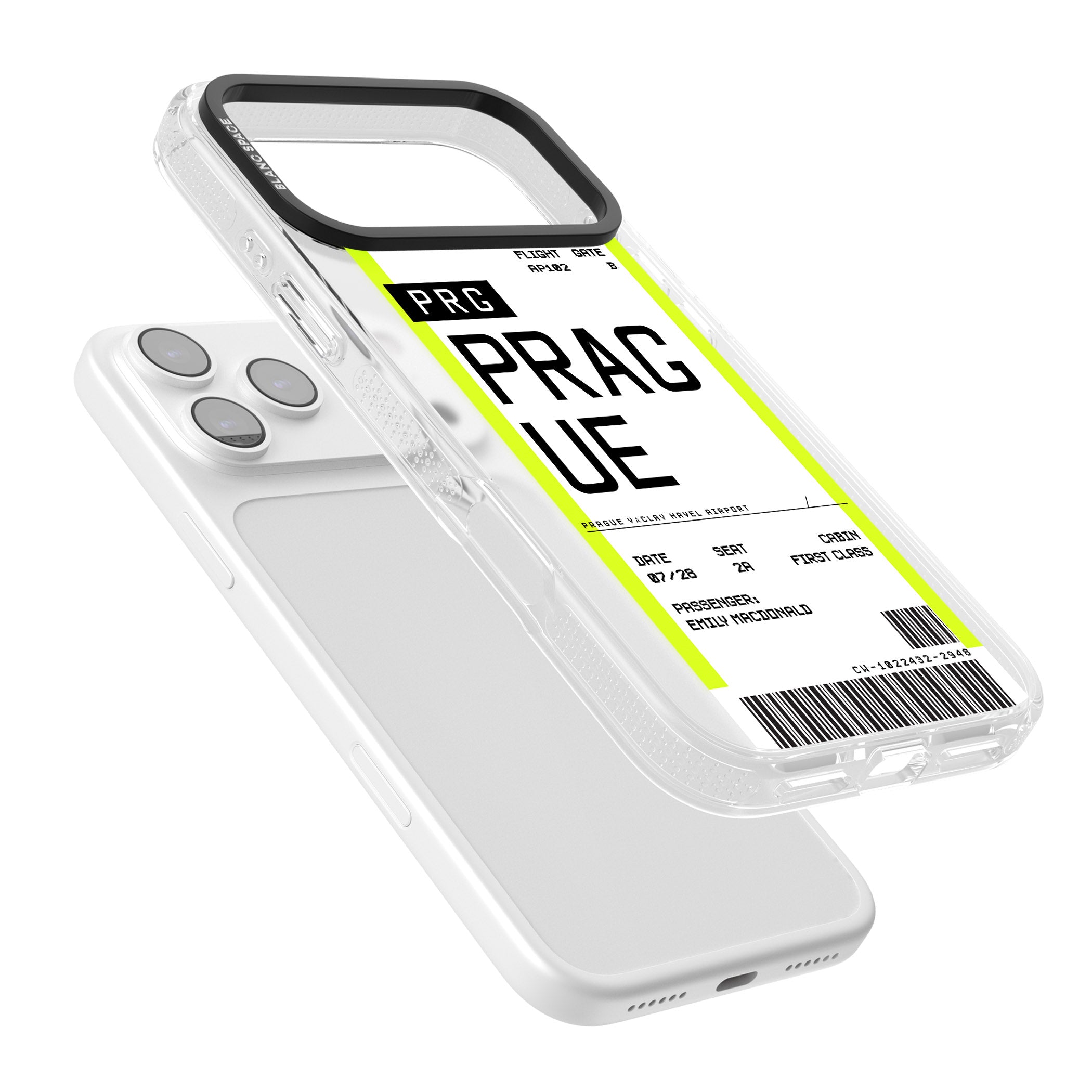 Personalised Prague Boarding Pass iPhone 17 Pro Max Impact Air Clear Phone Case Colours