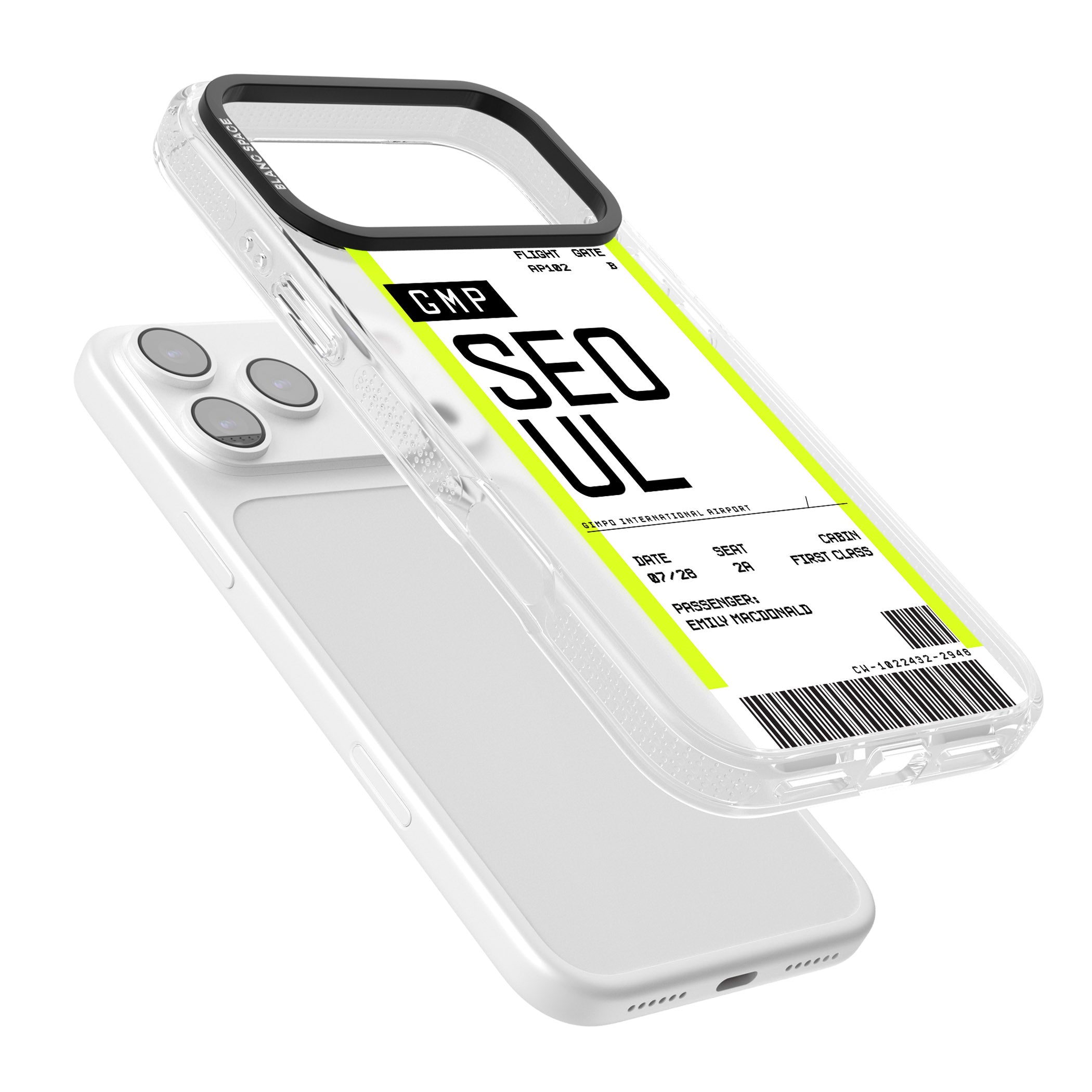 Personalised Seoul Boarding Pass iPhone 17 Pro Impact Air Clear Phone Case Colours