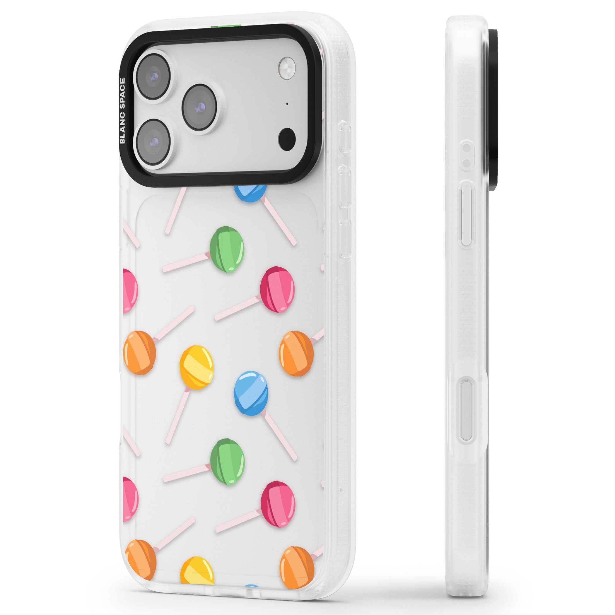 Lollipop Pattern iPhone 17 Pro Max Impact Air Clear Phone Case Side Profile