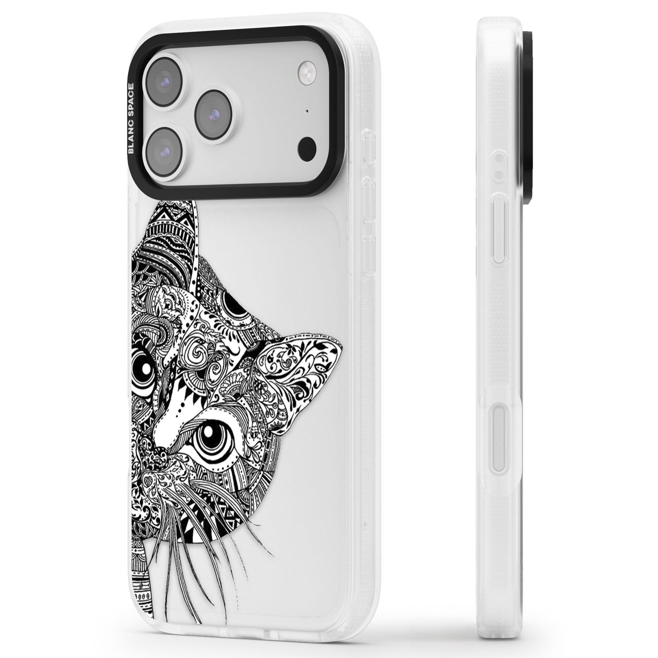 Henna Cat iPhone 17 Pro Max Impact Air Clear Phone Case Side Profile