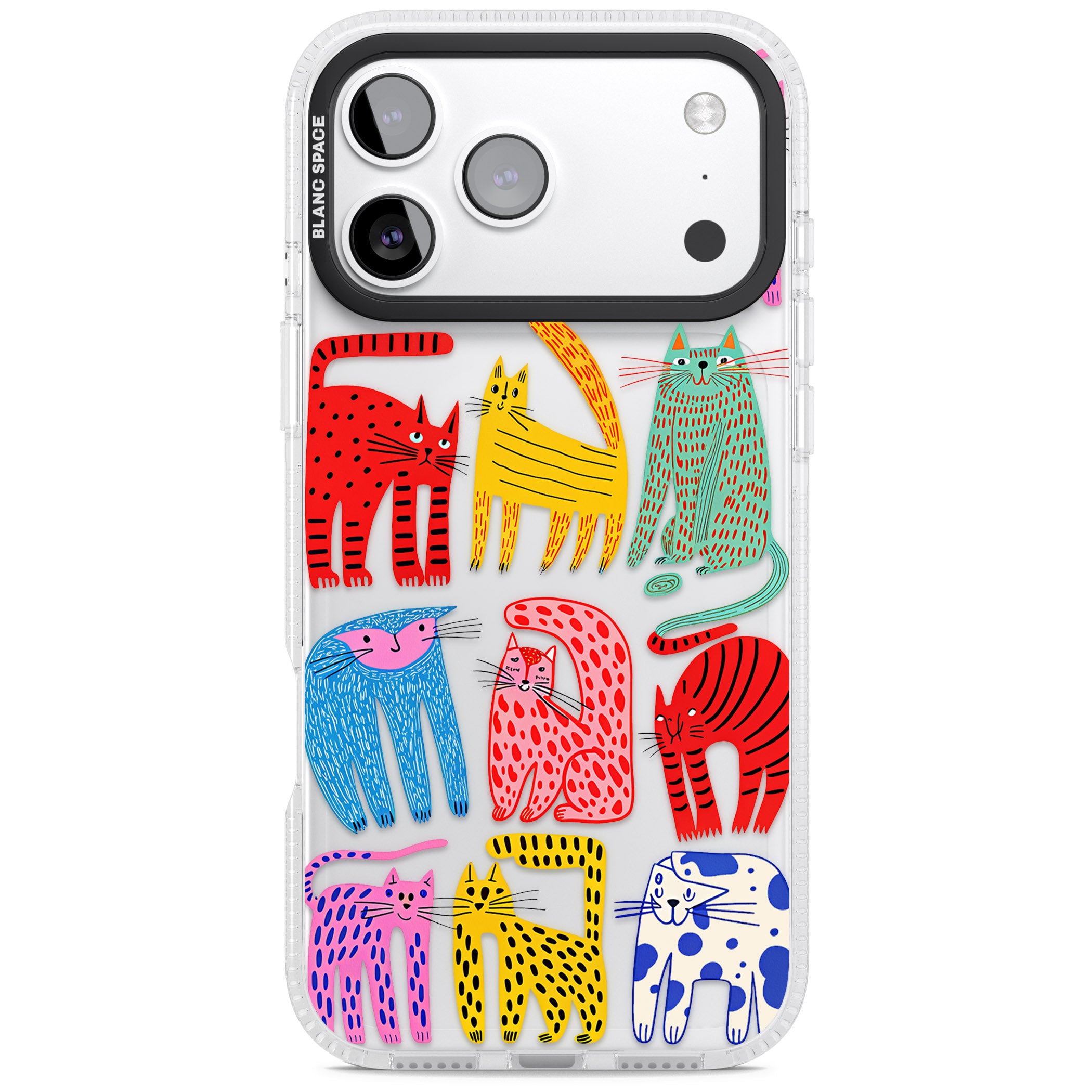 Abstract Colourful Cats iPhone 17 Pro Impact Air Clear Phone Case
