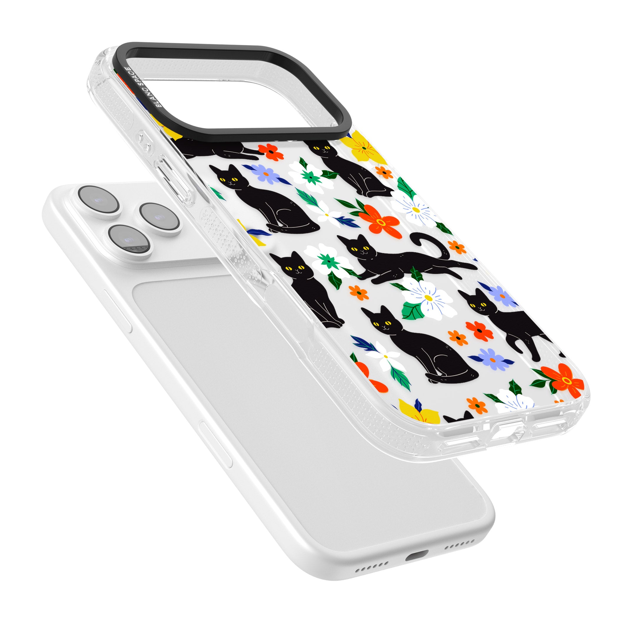 Cats Flowers iPhone 17 Pro Impact Air Clear Phone Case Colours