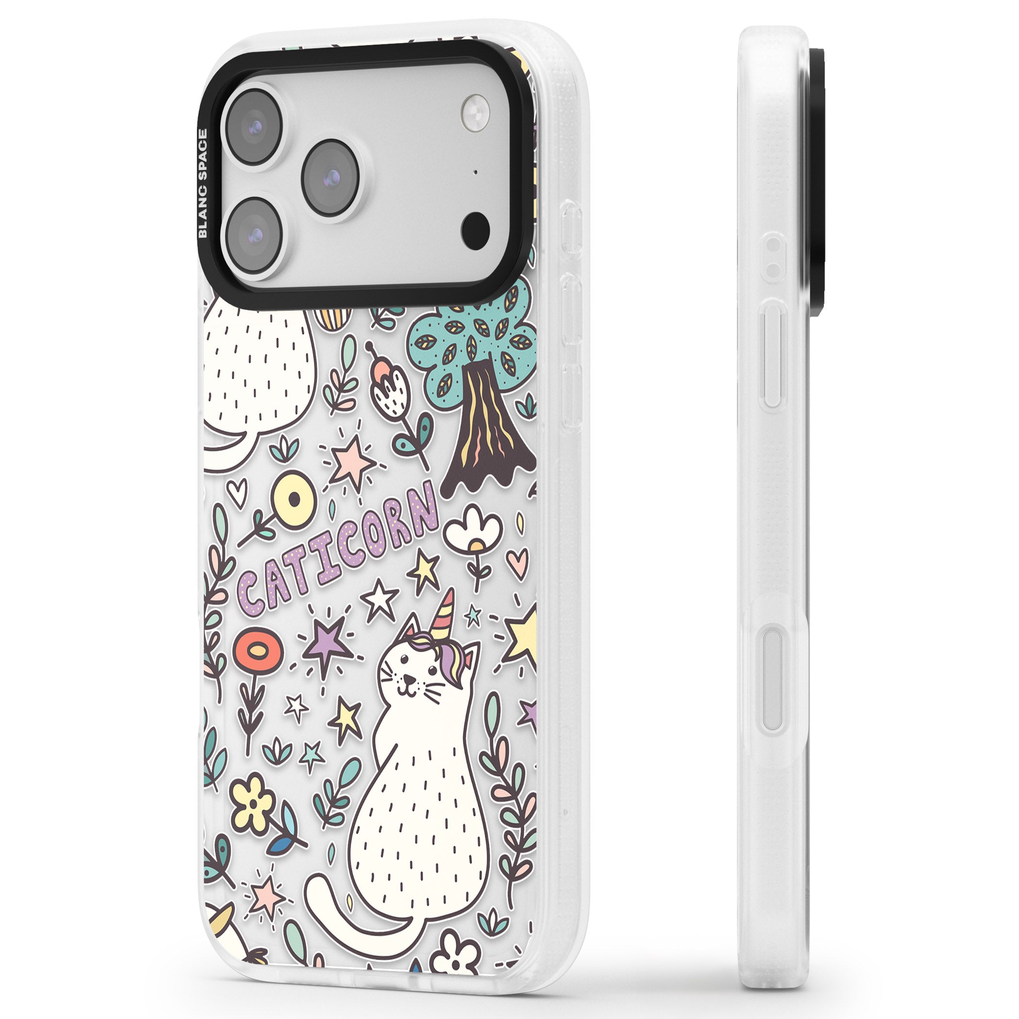 Caticorn Pattern iPhone 17 Pro Max Impact Air Clear Phone Case Side Profile