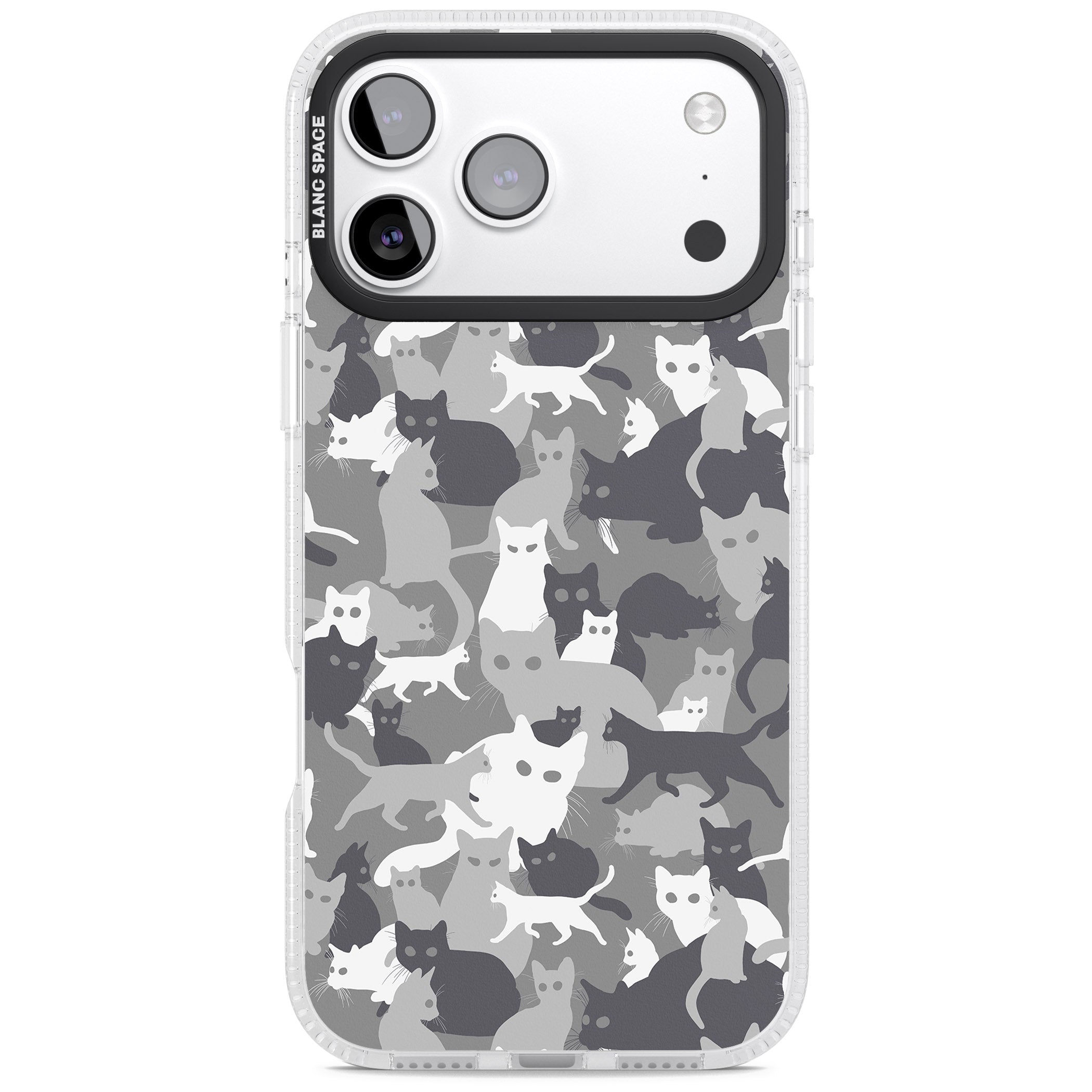 Dark Grey Cat Camouflage iPhone 17 Pro Impact Air Clear Phone Case
