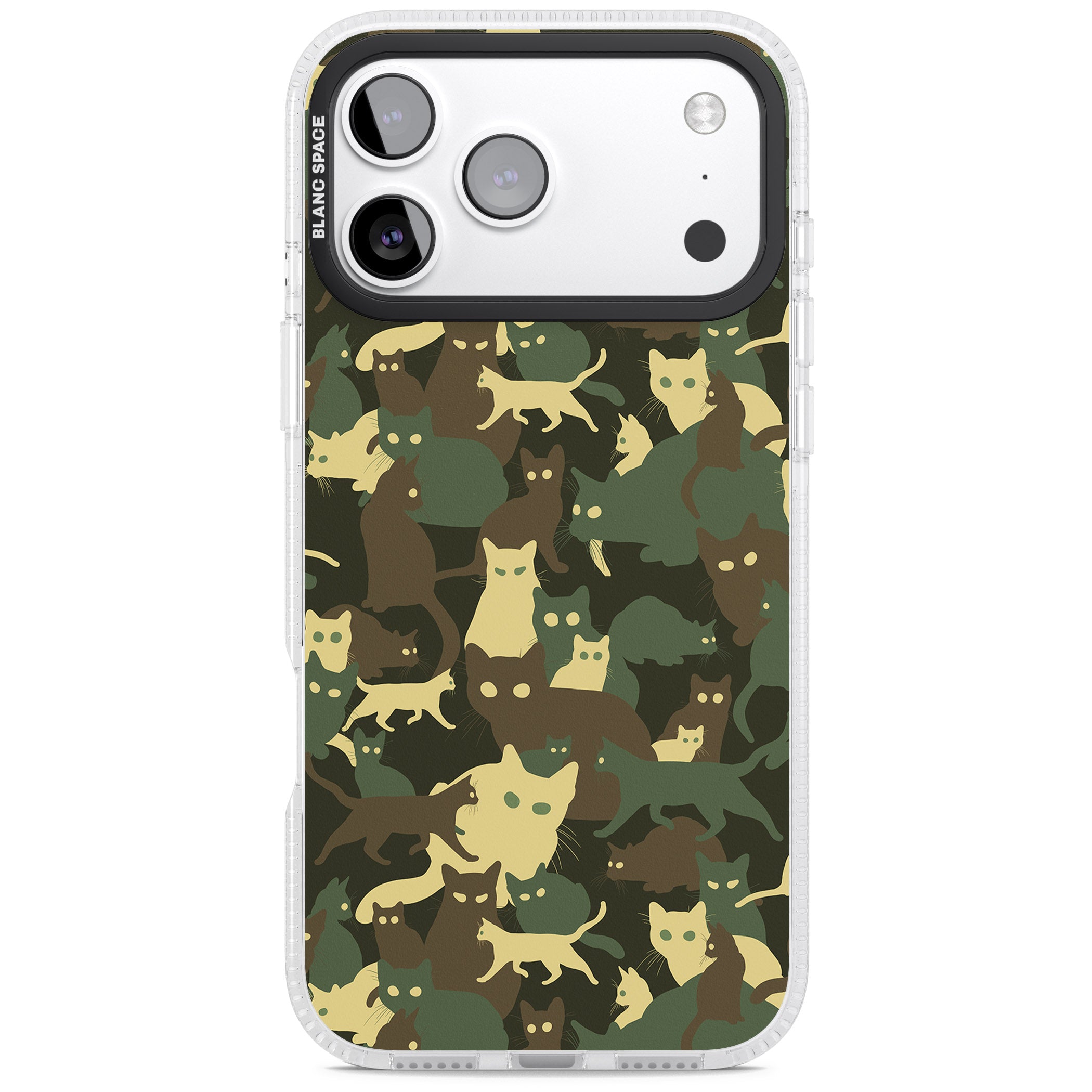 Forest Cat Camo iPhone 17 Pro Impact Air Clear Phone Case