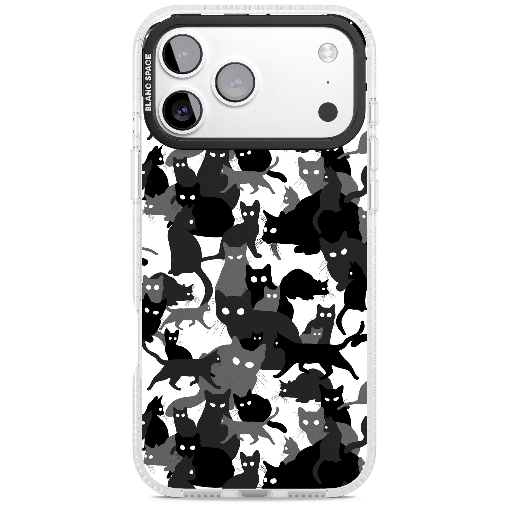Black & White Cat Camouflage iPhone 17 Pro Impact Air Clear Phone Case