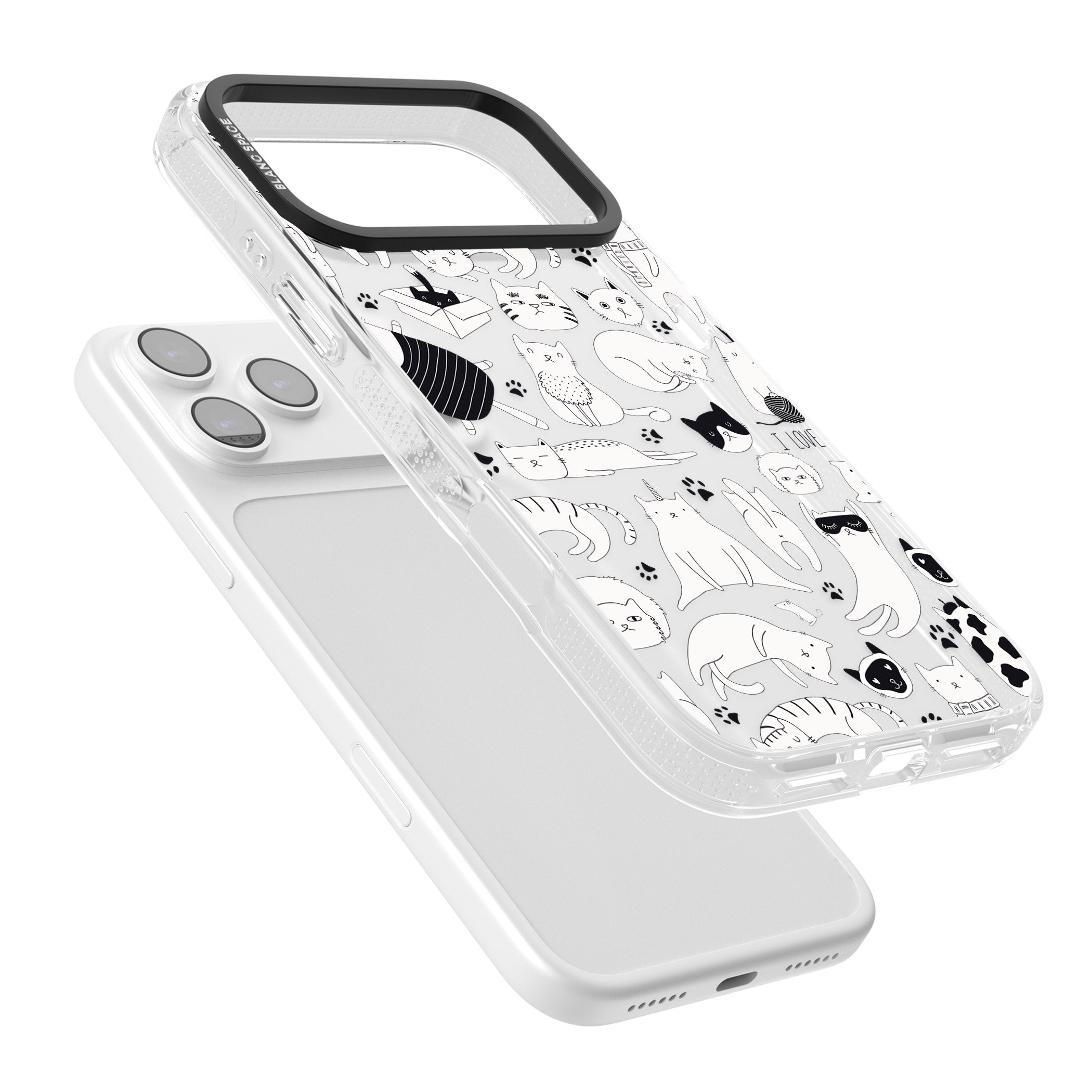 Cartoon Cat Collage Black & White iPhone 17 Pro Max Impact Air Clear Phone Case Colours