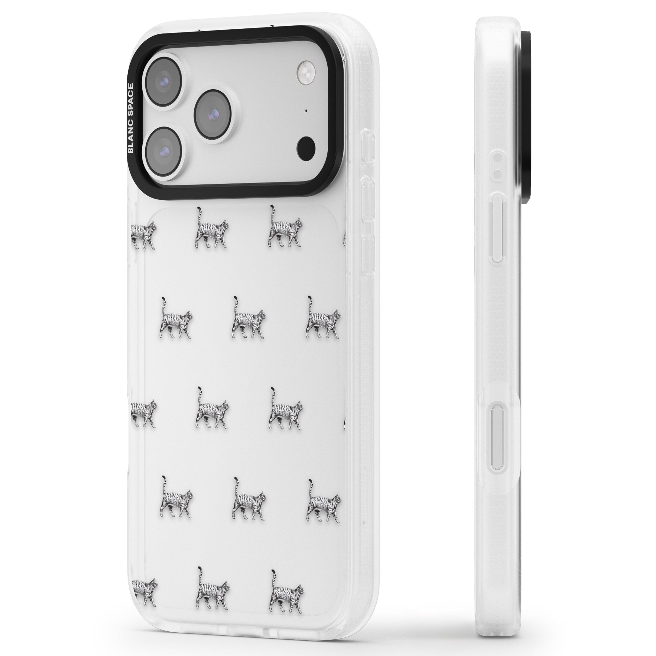 British Shorthair Cat Pattern iPhone 17 Pro Impact Air Clear Phone Case Side Profile