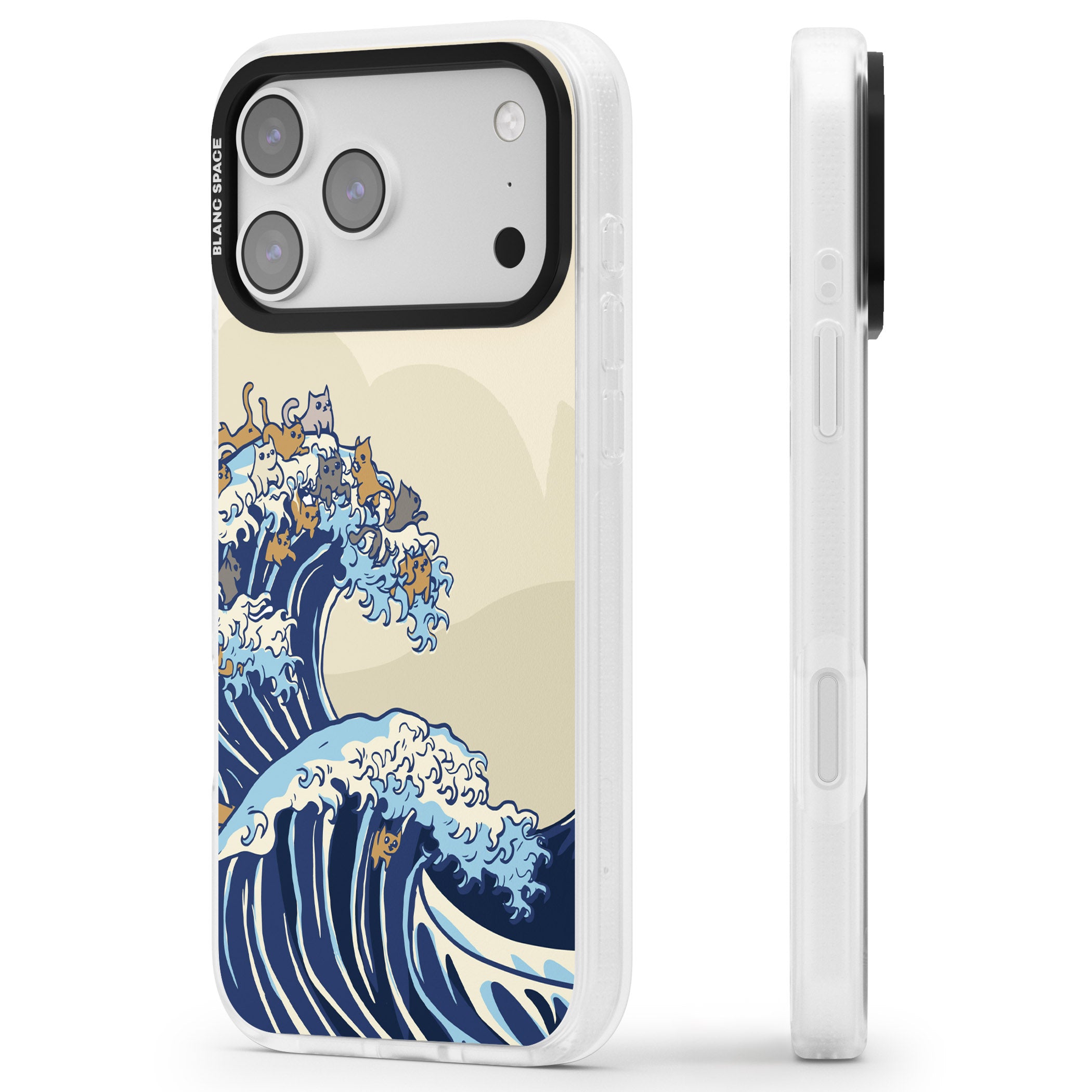 The Great Cat Wave iPhone 17 Pro Max Impact Air Clear Phone Case Side Profile