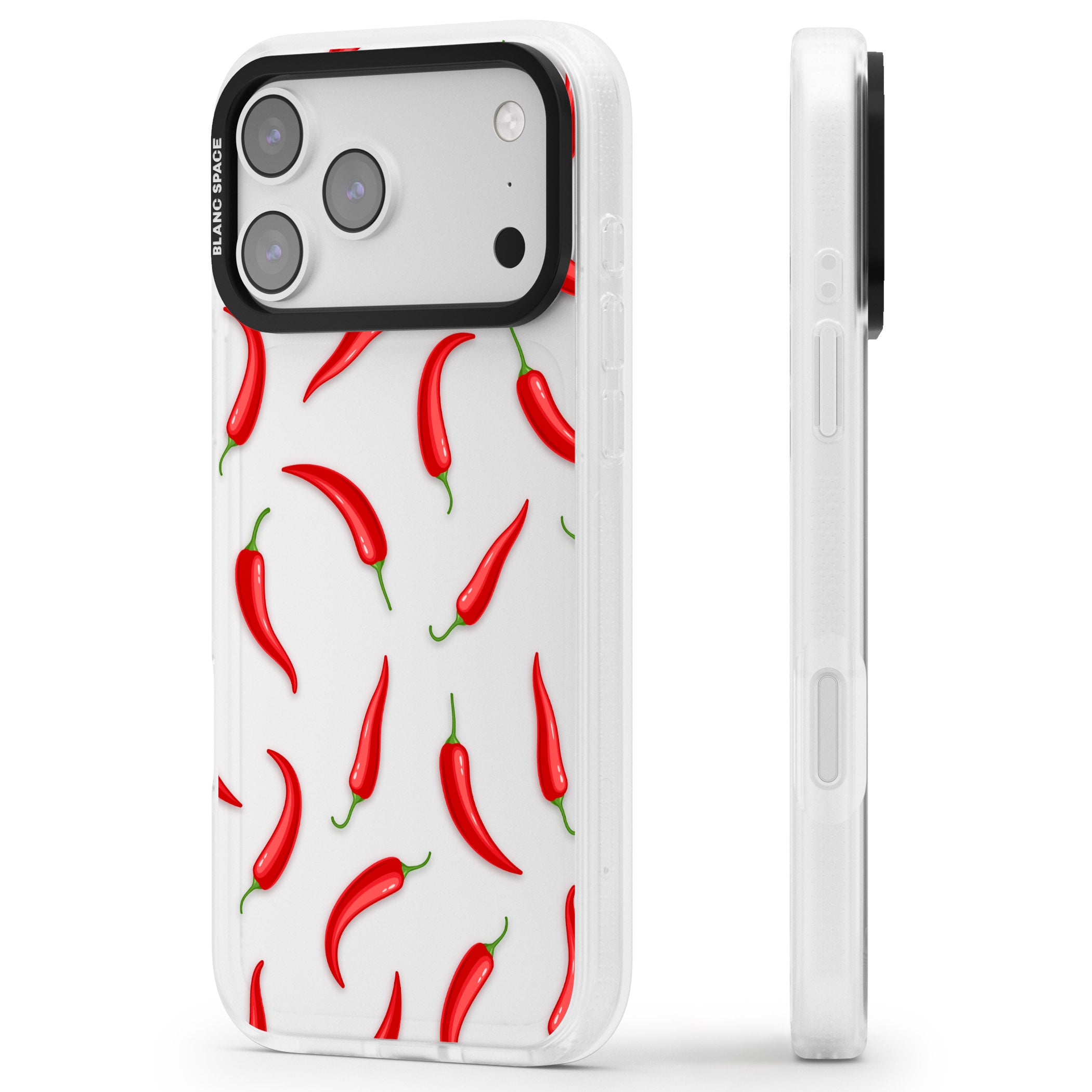 Chilli Pattern iPhone 17 Pro Max Impact Air Clear Phone Case Side Profile