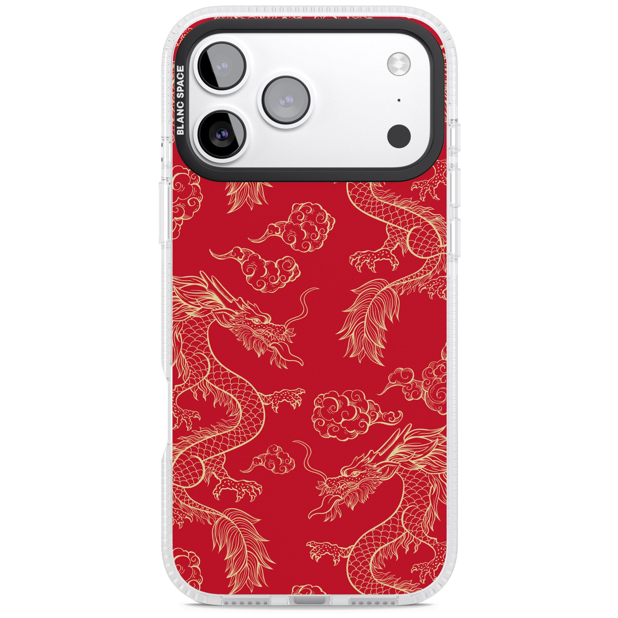 Red And Gold Dragon Pattern iPhone 17 Pro Impact Air Clear Phone Case